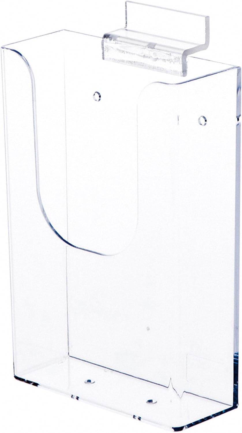Plymor Clear Acrylic Tri-Fold Brochure Literature Holder (Slatwall), Fits Documents Up to 4" Wide