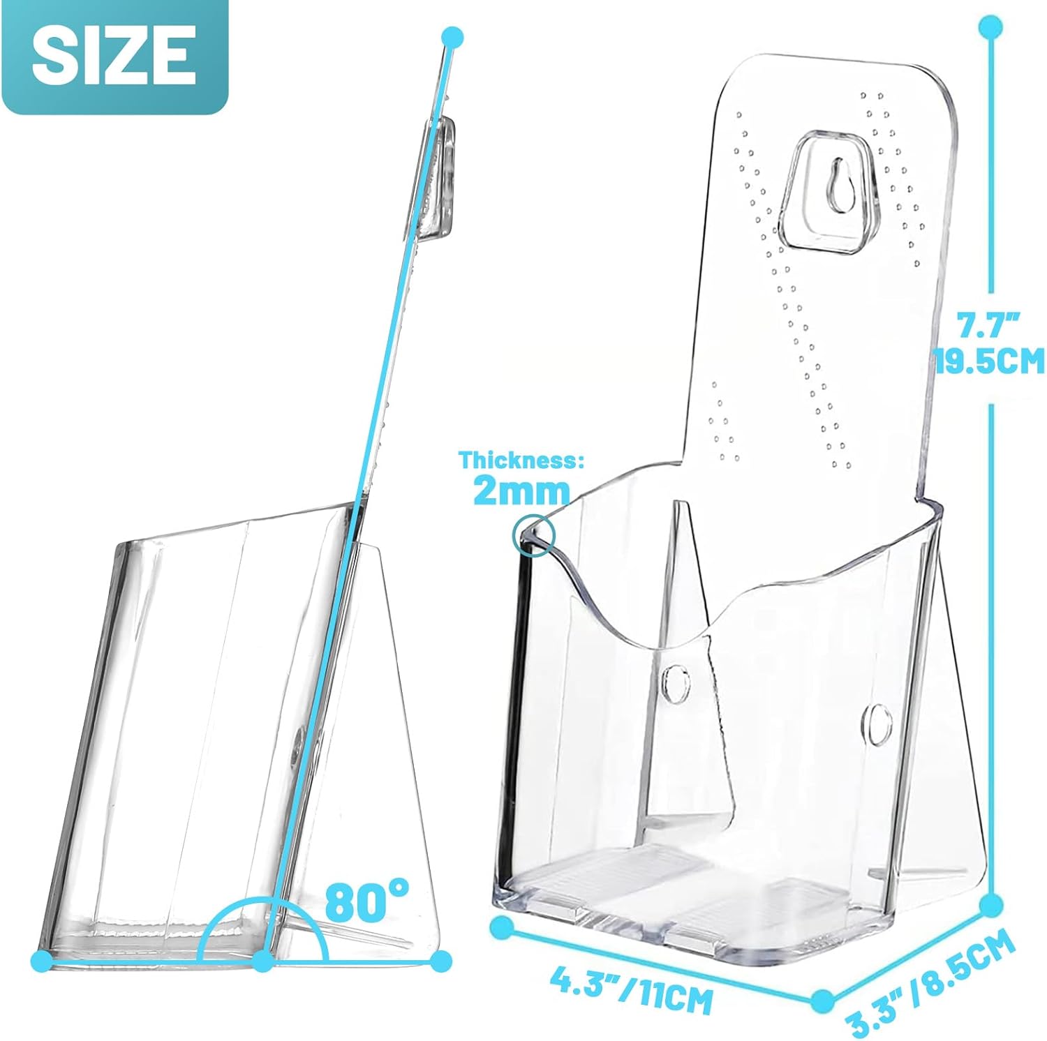 Wholesale Brochure Holder Stand, 12 Pack 4 inches Acrylic Pamphlet Display Stand Wall Mount/Countertop, Clear Plastic Trifold Rack Card Holder for Organizer Flyer, Leaflets, Document, Literature China Factory Bulk Supply