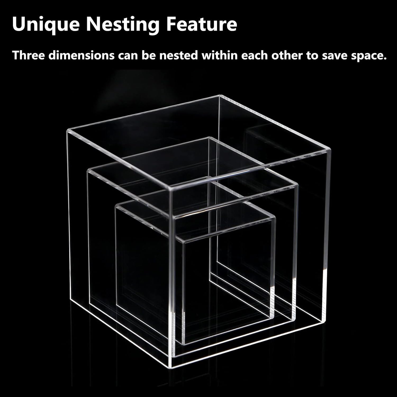 ODM Clisela 3pcs Acrylic Cube Display Stands Box Risers with Hollow Bottoms, Food Risers for Buffet Table, Decorative Display Stand Shelf for Dessert Collectibles Jewelry Figures Show - Clear 3" 4" 5" Custom Logo Service