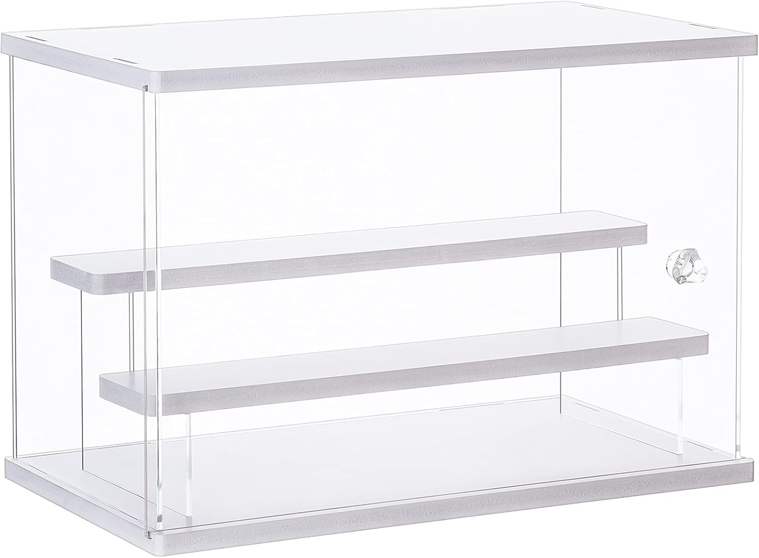 Acrylic Display Case Clear Display Storage Box Countertop Cube for Collectibles, Action Figures, Miniature Figurines Dustproof Protection Storage & Organizing (White, 12.4x7x8.6in)