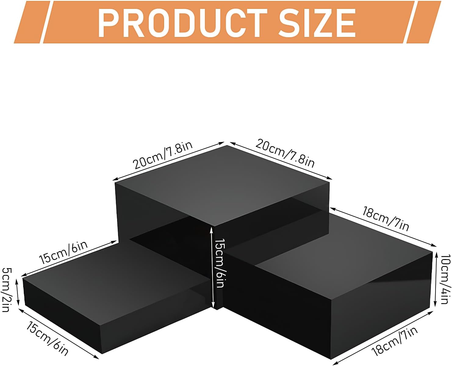 ODM 6 Pcs Buffet Risers,Food Risers for Buffet Display,Acrylic Cube Display Nesting Risers,Acrylic Riser Display Stand for Catering Dessert Collectibles Jewelry Figures Show,Black(6",7",8") Custom Logo Service