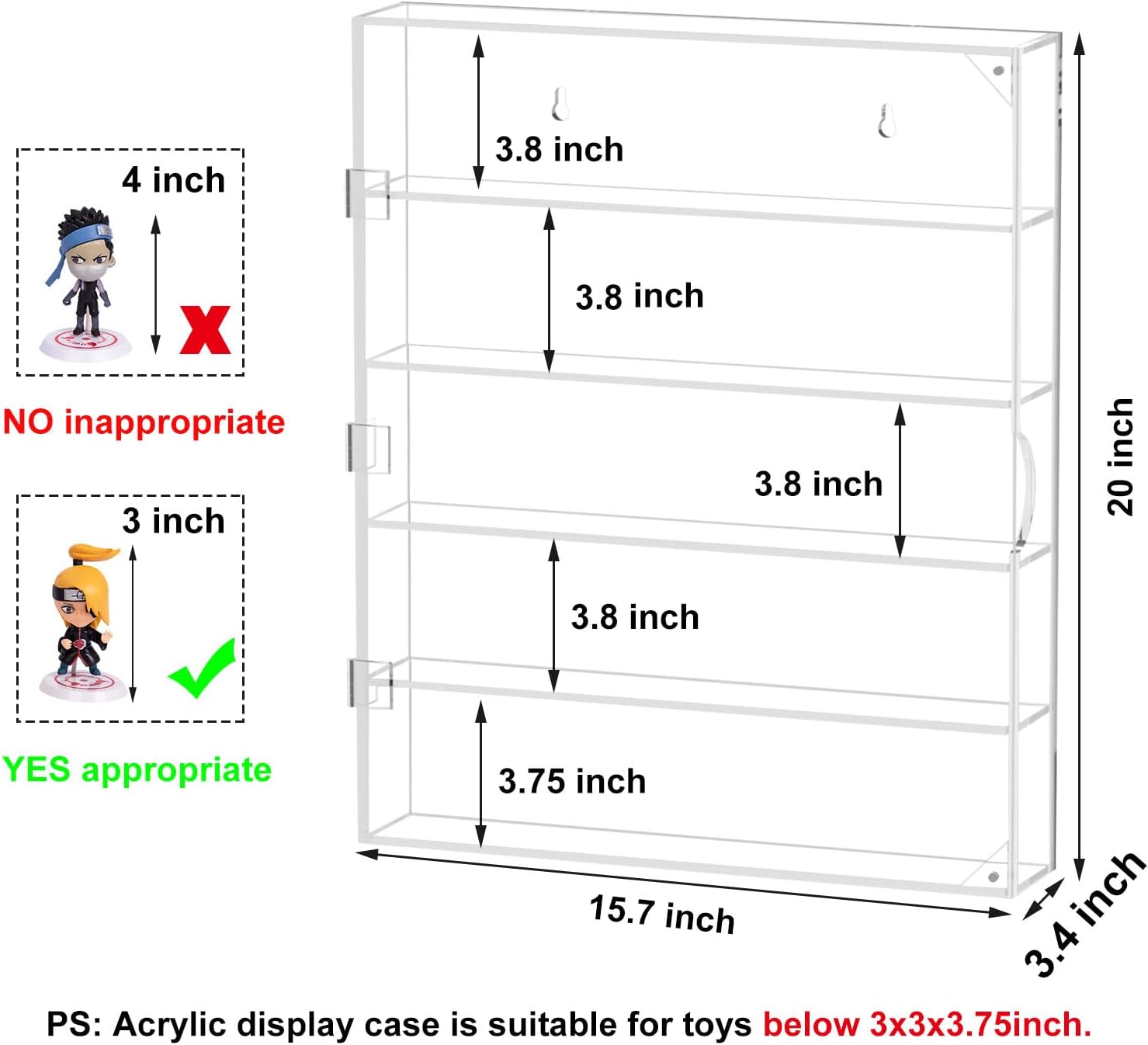 Wholesale OEM ODM AITEE Acrylic Display Case, Display Cabinet for Mini Funko Pop Figures, Dust-Proof Clear Wall Mounted or Desktop 5 Layer Storage Mini Toys/Rock Stone, Each Compartment: 15 7/10”L x 3 2/5”W x3 4/5”H Factory & Supplier