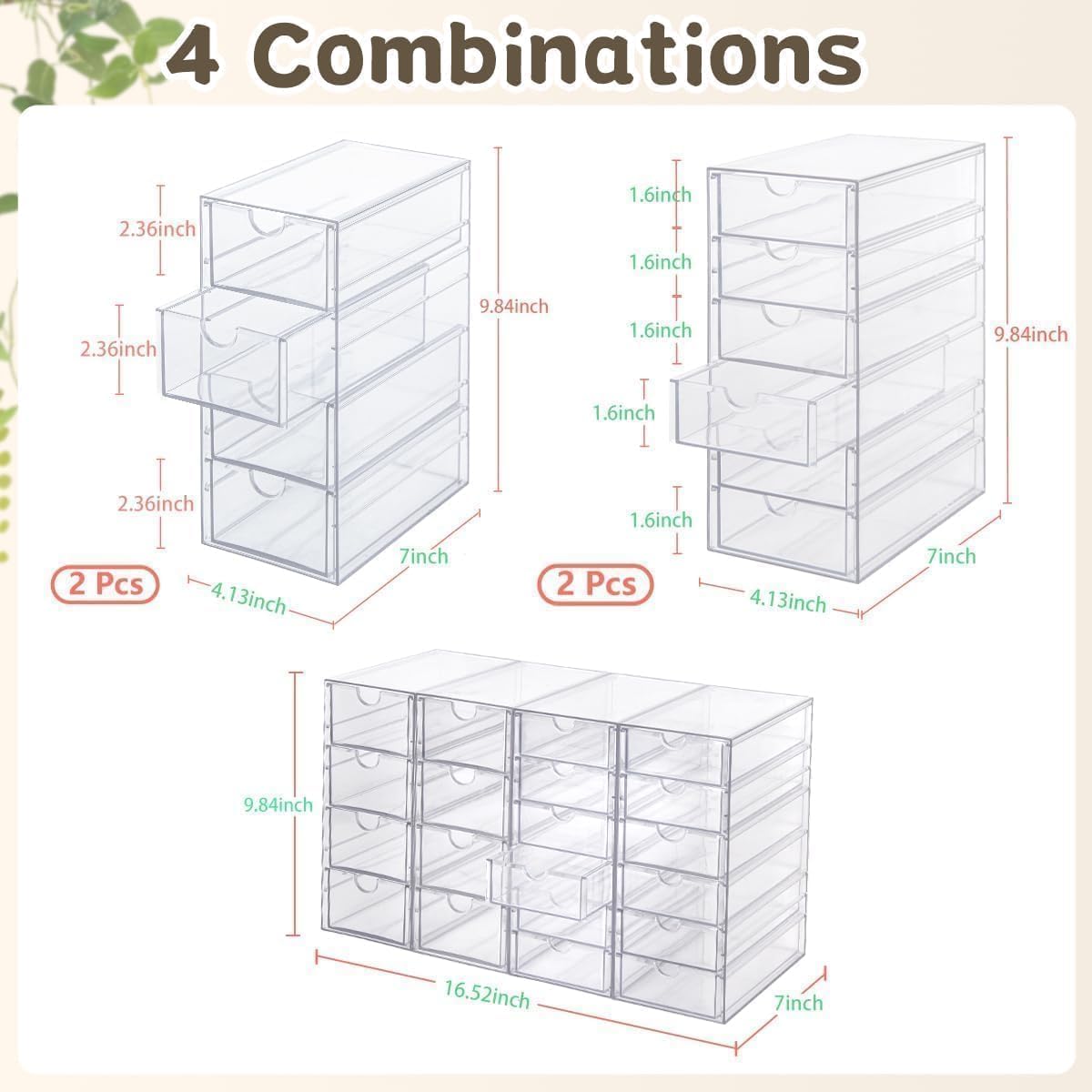 Private Label Acrylic Organizer with Drawers | 20 Drawers 4 Sets | Desk Organizer and Storage, Clear Makeup Organization, For Office/Art Supply/Craft Storage and Organization Factory Direct Price