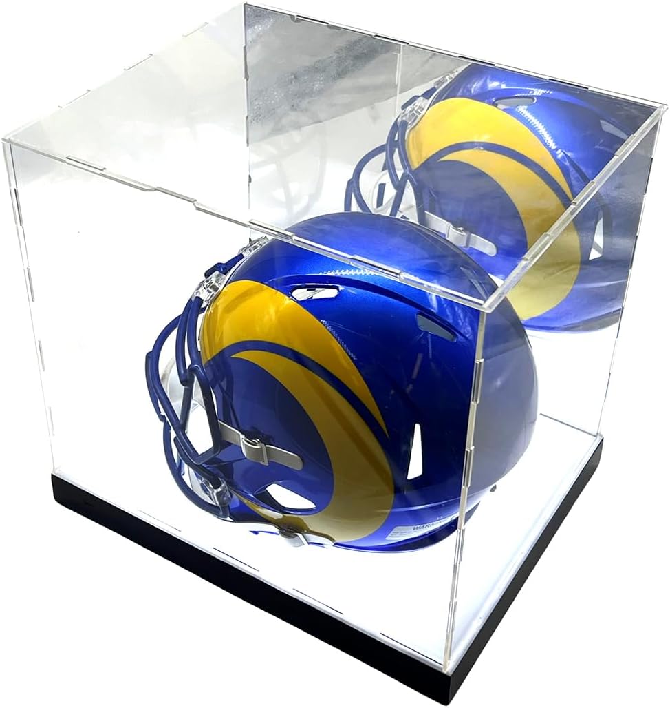 Private Label LED Lights Full Size Football Helmet Sneaker Mirror Memorabilia Storage Box Acrylic Display Case (Football Helmet Bottom) Ecommerce Ready Product