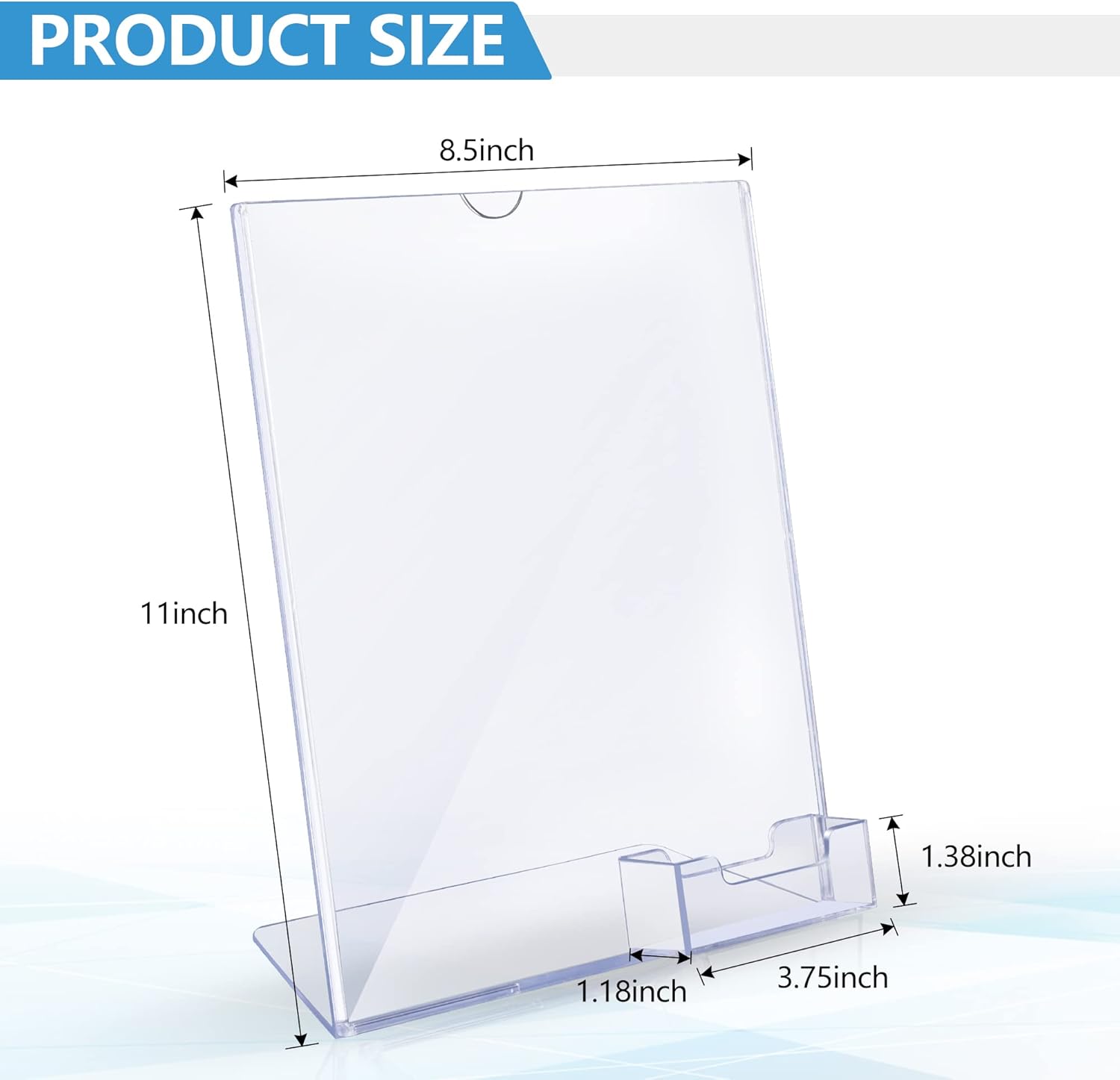 Wholesale zavekia 8.5 x 11 Acrylic Sign Holder with Business Card Holder, Brochure Display Stand for desktop (8.5 x11 in/2 pack) China Factory Bulk Supply