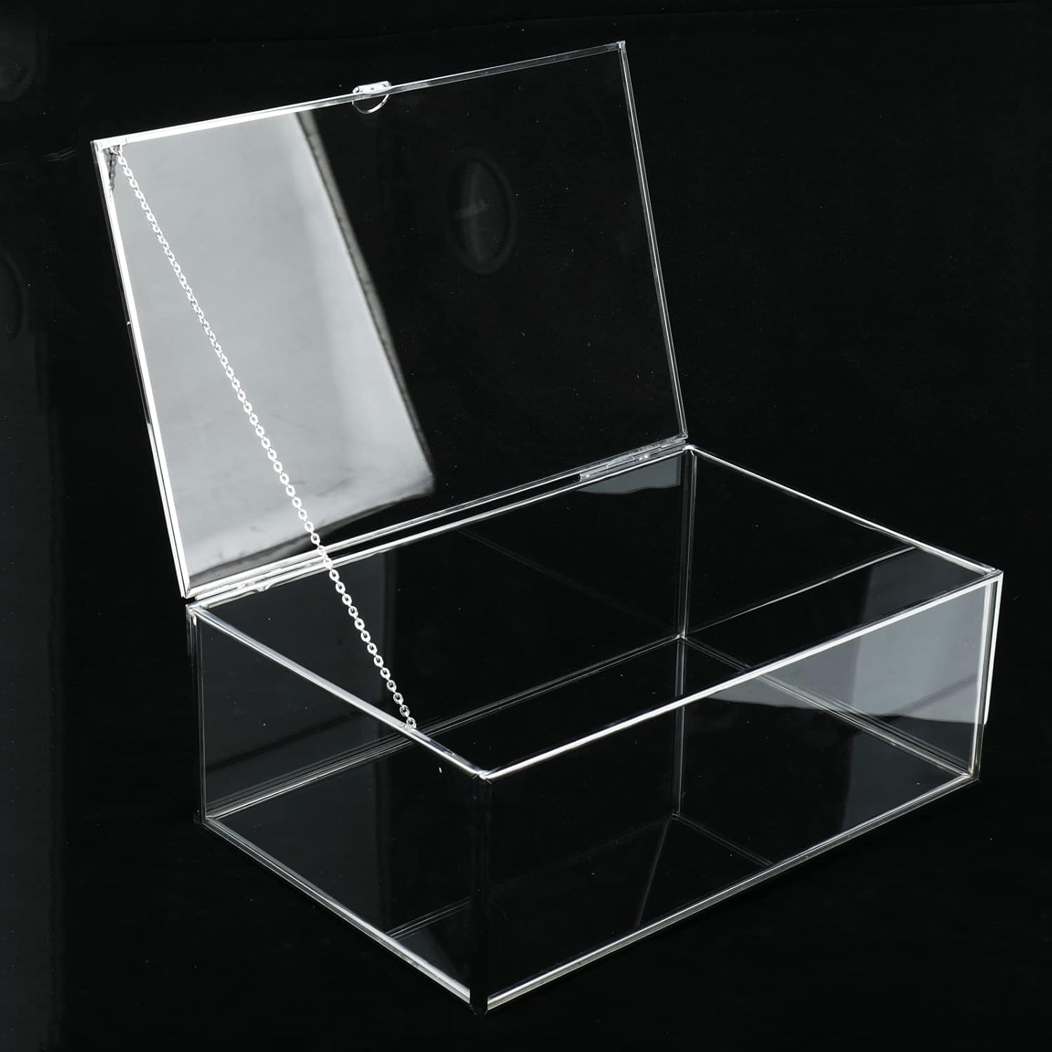 ODM HighFree Vintage Glass Box with Lid - Clear Jewelry Glass Display Box Keepsake Box - Home Decor Decorative Box for Trinket Rings Bracelet (Silver, Large) Custom Mold Development