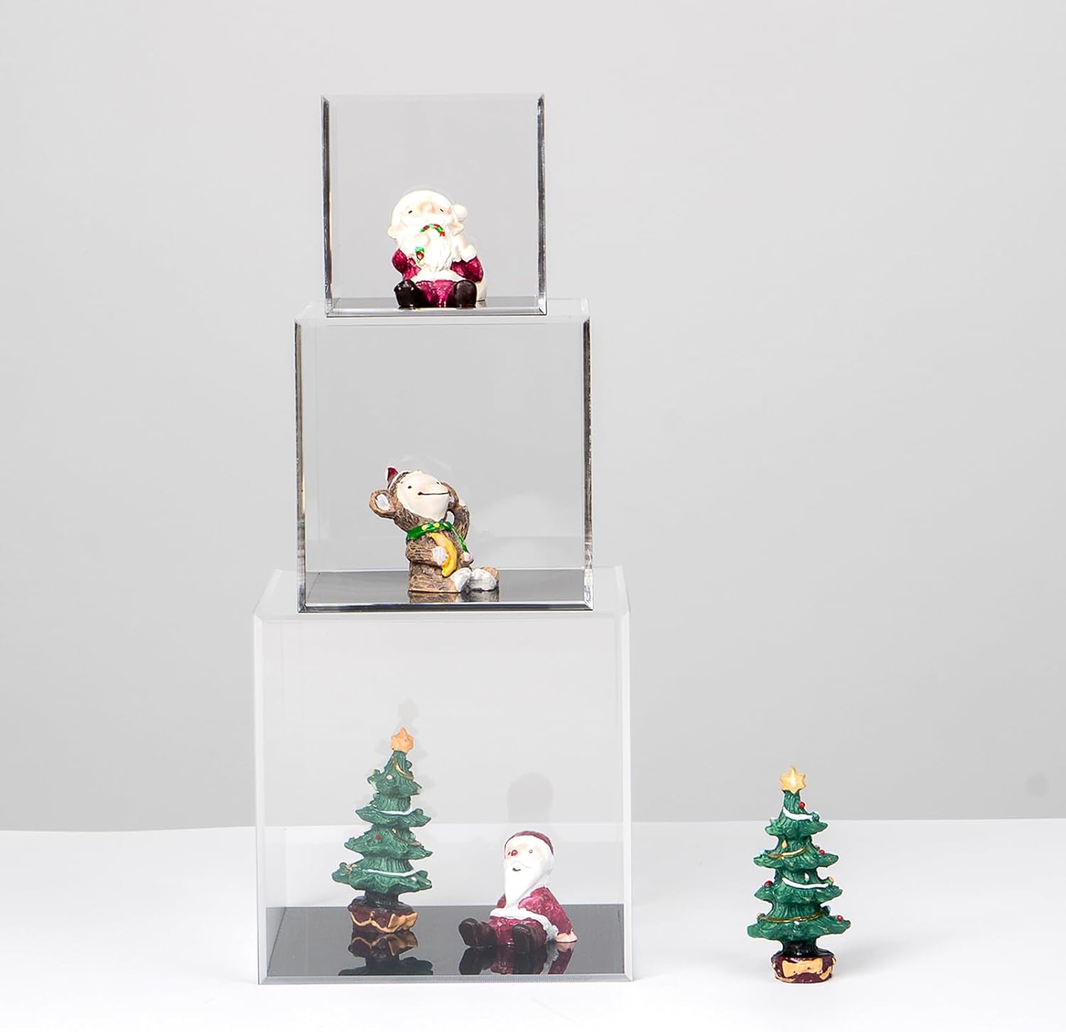 ODM Clear Acrylic Boxes for Collectibles Display, Removable Countertop Storage Box Cube Organizer Stand Riser, Dustproof Protection Showcase for Crystals Minerals Slab Fossil Coral, 3x3x3Inch Custom Logo Service