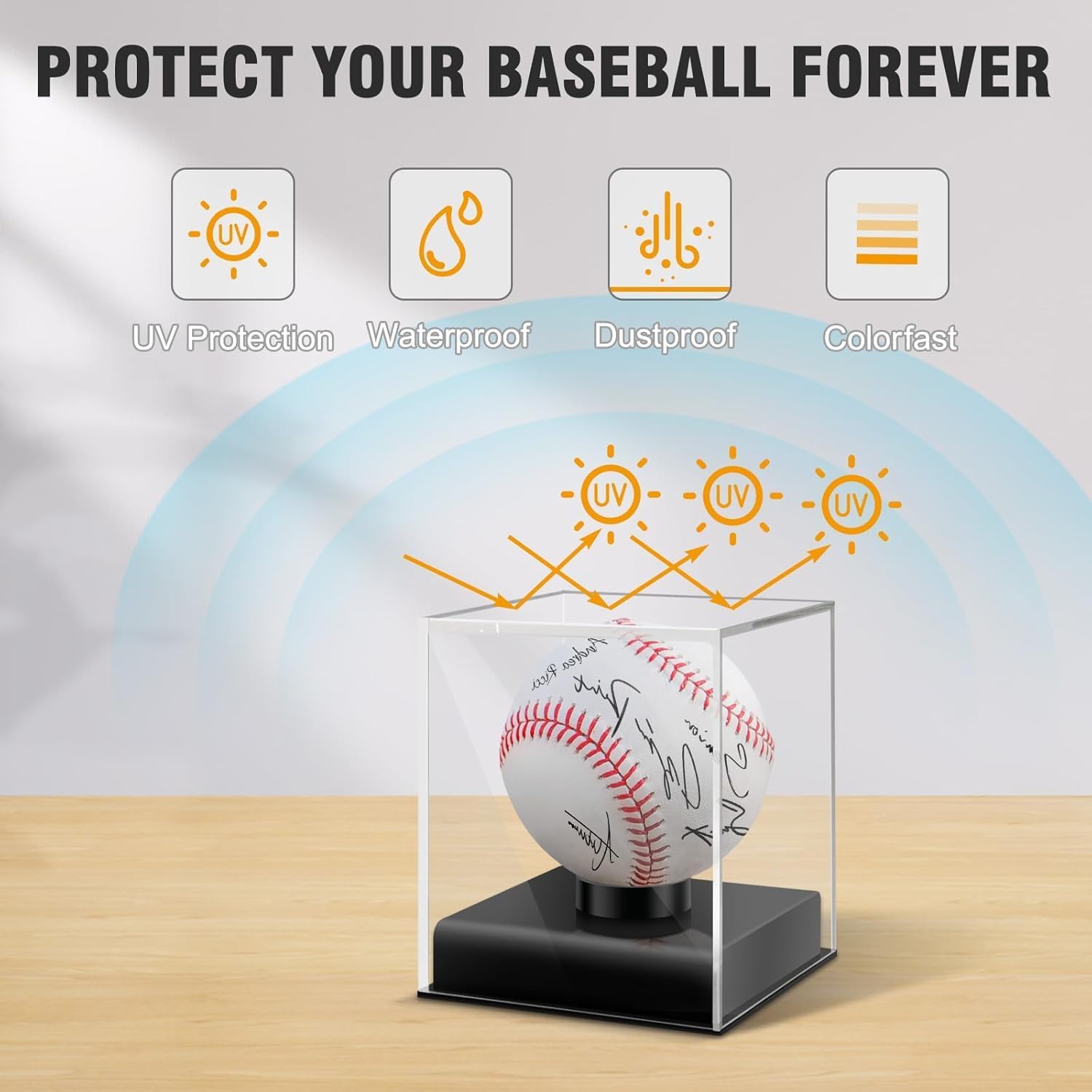 ODM Baseball Display Case, UV Protected Acrylic Clear Baseball Display Case, Square Cube Ball Memorabilia Display Box, Autograph Ball Protector, Baseball Holder for Official Size Ball (3 Pack) Custom Logo Service