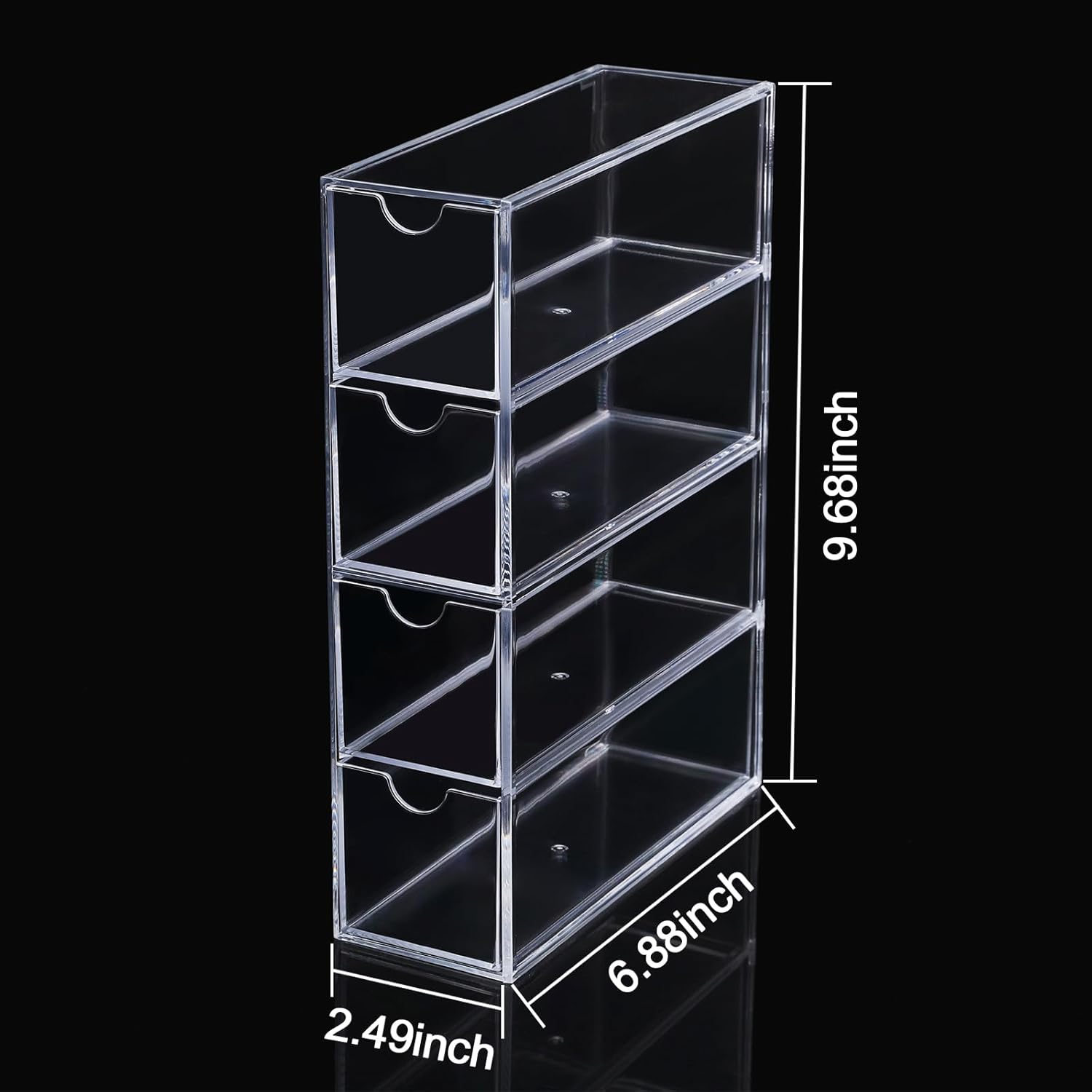 Private Label Acrylic Stackable Drawer Organizer with 4 Clear Drawers for Bathroom & Vanity Makeup Storage Factory Direct Price