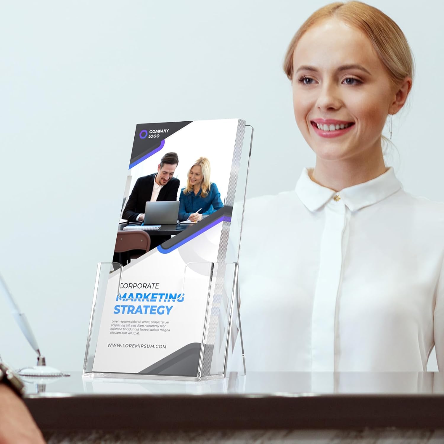 Wholesale MaxGear Acrylic Brochure Holder 4 Inch, Clear Plastic Countertop Literature Holders, Trifold Flyer Display Stand for Pamphlets, Booklets, Magazines, Menus, Multi Purpose Organizer For Office, 2 Pack China Factory Bulk Supply