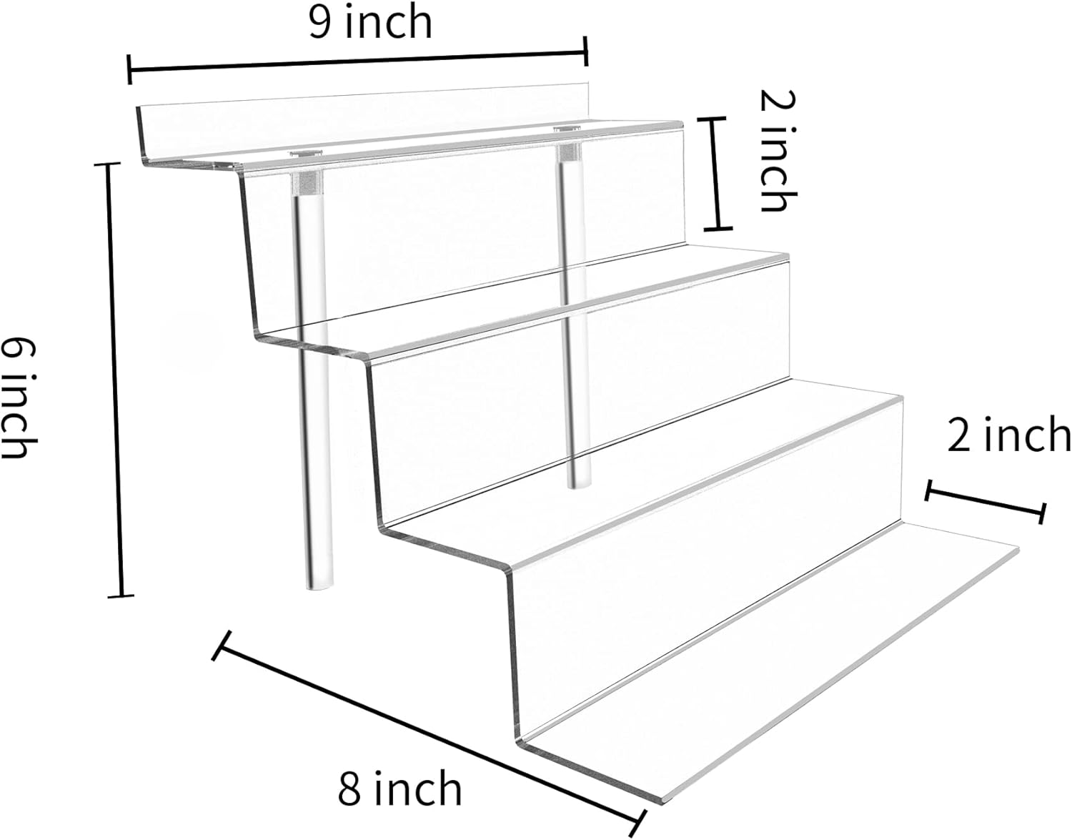 ODM Display Stand 4 Tier Black Display Riser 2 Pack Displays Perfume Organizers Tiered for Decoration and Cupcakes Dessert Stand Makeup Stand Cabinet Countertops (9*6-clear) Custom Logo Service