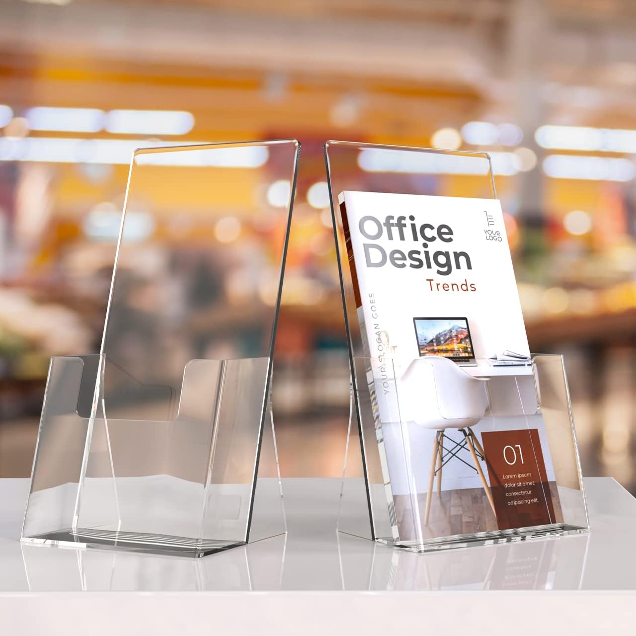 Wholesale MaxGear Acrylic Brochure Holder 4 Inch, Clear Plastic Countertop Literature Holders, Trifold Flyer Display Stand for Pamphlets, Booklets, Magazines, Menus, Multi Purpose Organizer For Office, 2 Pack China Factory Bulk Supply