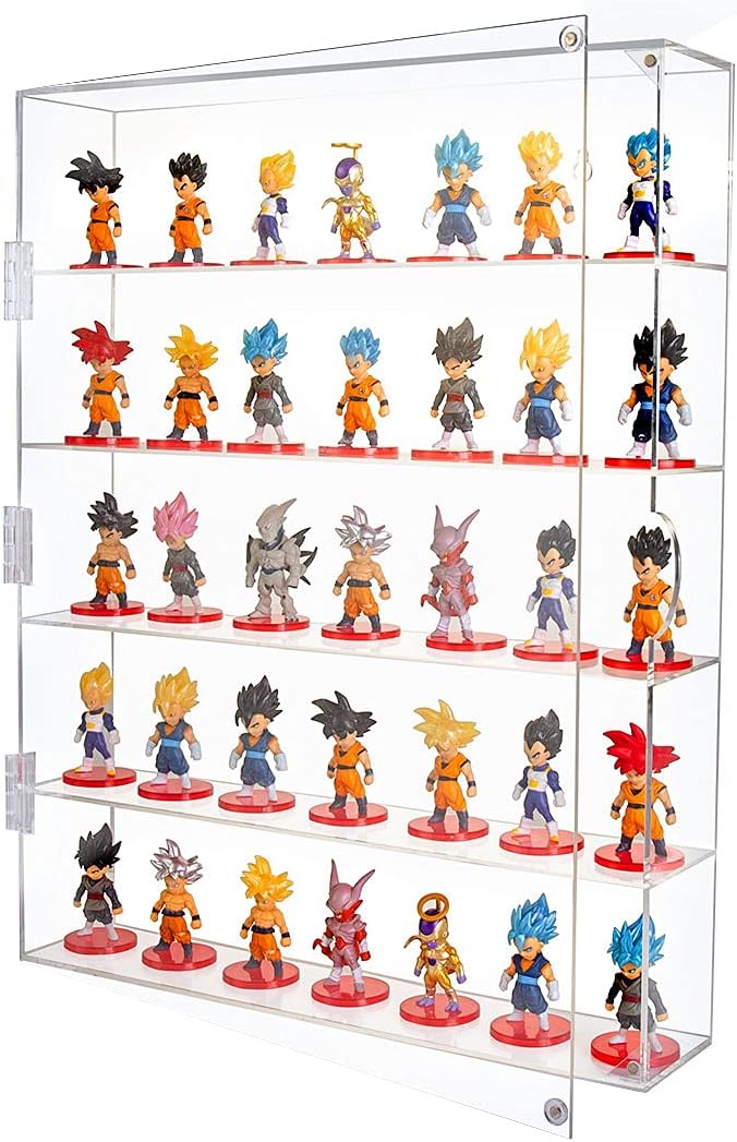 AITEE Acrylic Display Case, Display Cabinet for Mini Funko Pop Figures, Dust-Proof Clear Wall Mounted or Desktop 5 Layer Storage Mini Toys/Rock Stone, Each Compartment: 15 7/10”L x 3 2/5”W x3 4/5”H