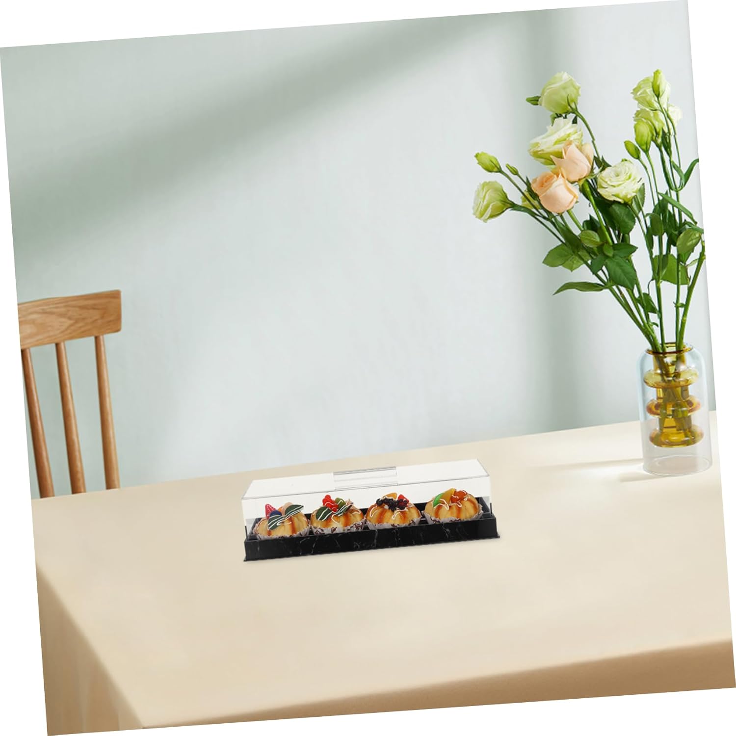 Wholesale OEM ODM Amosfun Marble Cake Platter with Lid Rectangular Dessert Holder for Home Bakery and Birthday Parties Acrylic Cover with Artistic Marble Pattern Elegant Cake Tray for Memorable Moments Factory & Supplier