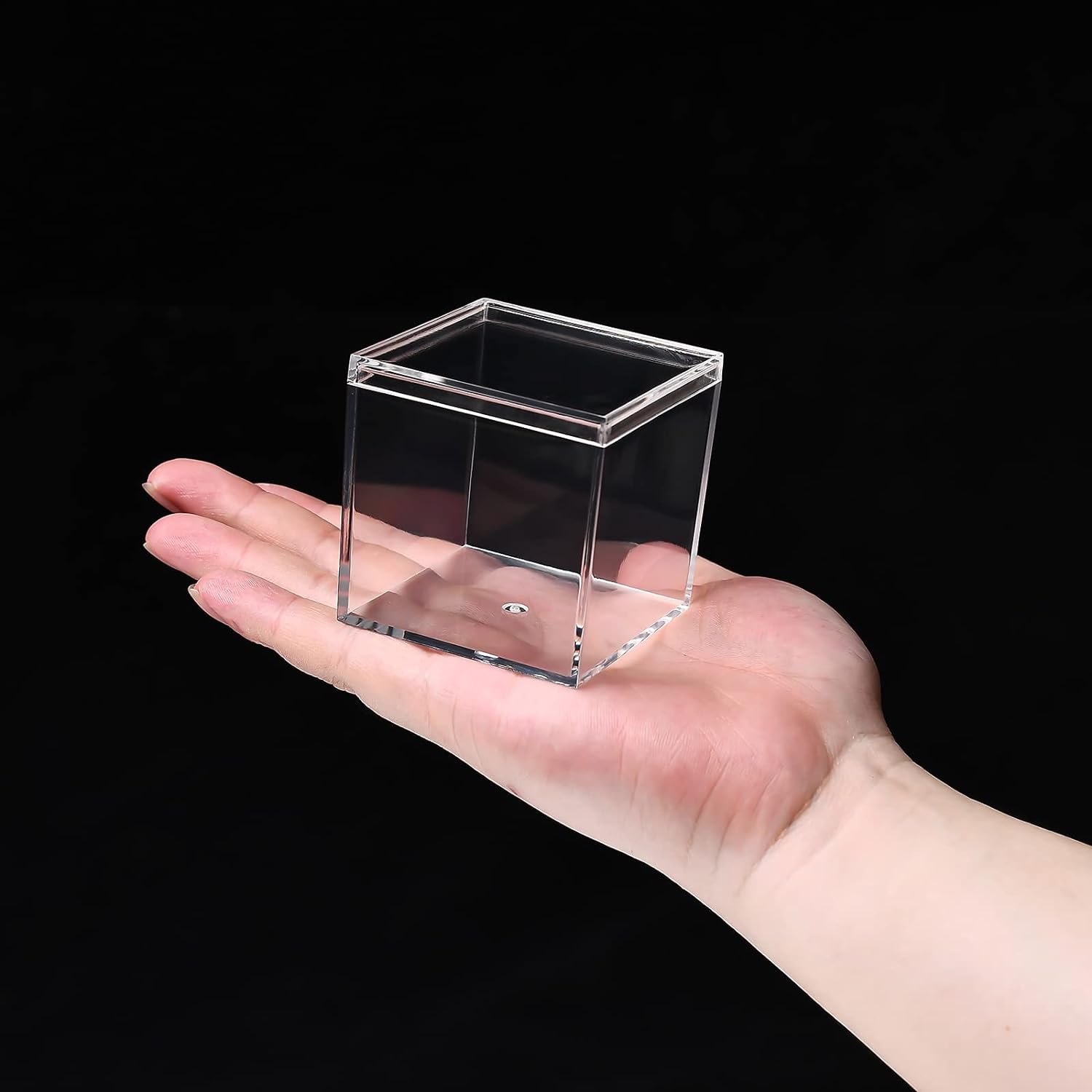 Private Label Acrylic Box with Lid, 4 Pack Clear Acrylic Box with Lid Plastic Square Cube Containers BoxesStorage Box 1.77x1.77x1.77Inch/45X45X45mm for Candy Pill and Tiny Jewelry Wholesale Manufacturer
