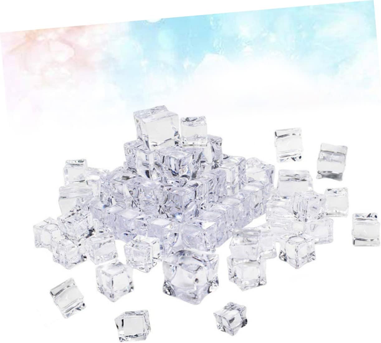 ODM PRETYZOOM 50Pcs Clear Fake Ice Cubes for Photography Props Kitchen Decoration Realistic Acrylic Ice Cubes for Parties Events and Display Ornaments Custom Logo Service