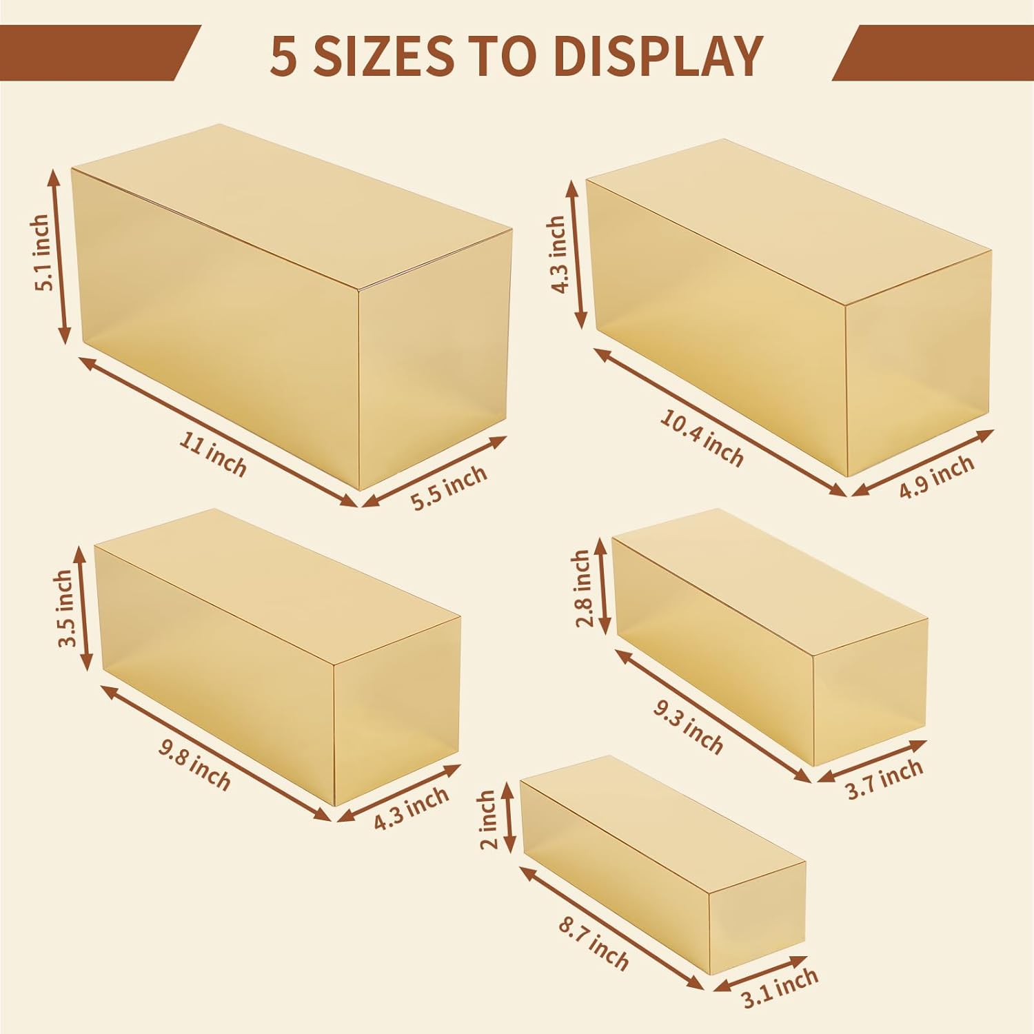 ODM Acrylic Food Display Risers, Gold Risers Boxes 5Pcs Rectangular Display Stand Shelf Buffet Risers for Catering Dessert Buffet Table, Parties, Weddings, Collectibles Shoes Display(5pc) Custom Logo Service