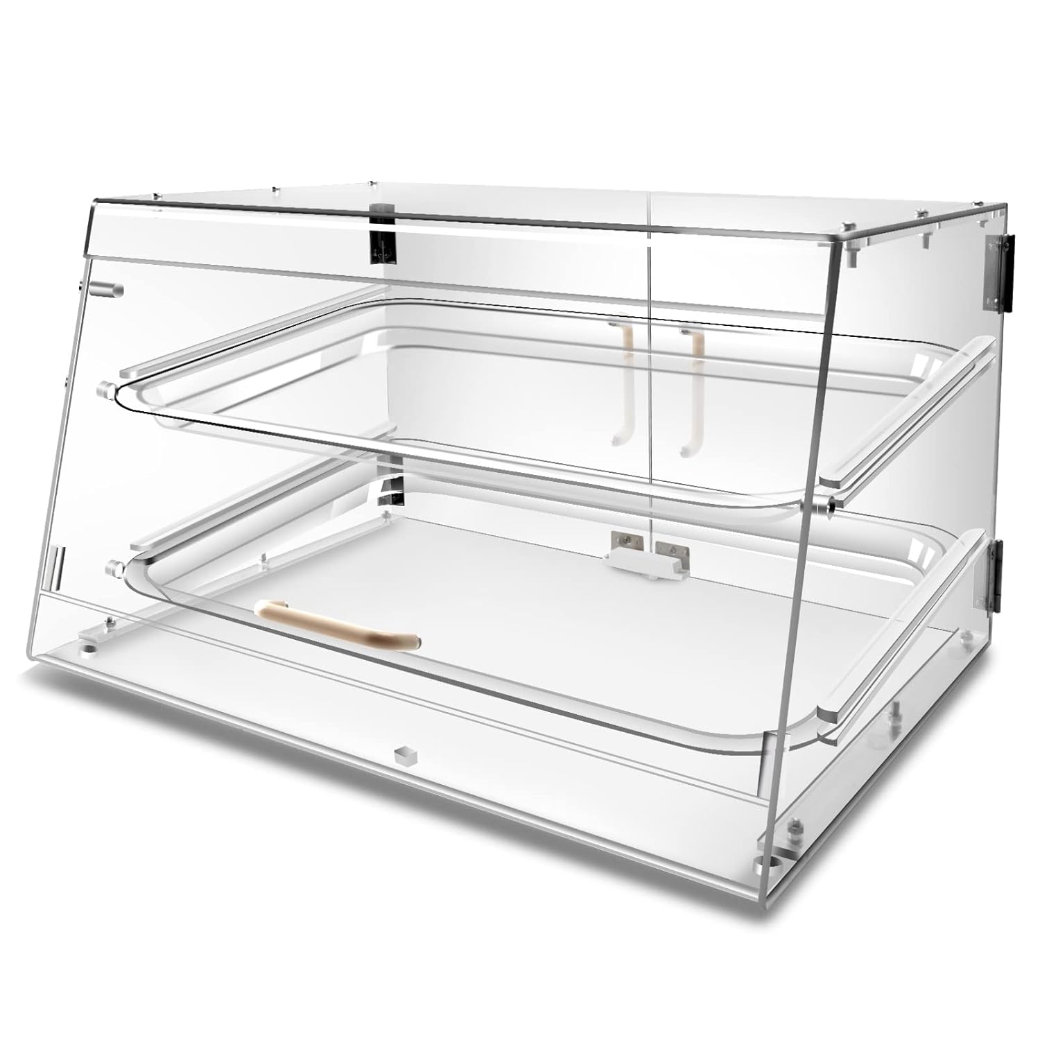 YBSVO 2 Tray Bakery Display Case with Front and Rear Doors - 21" x 17" x 12"