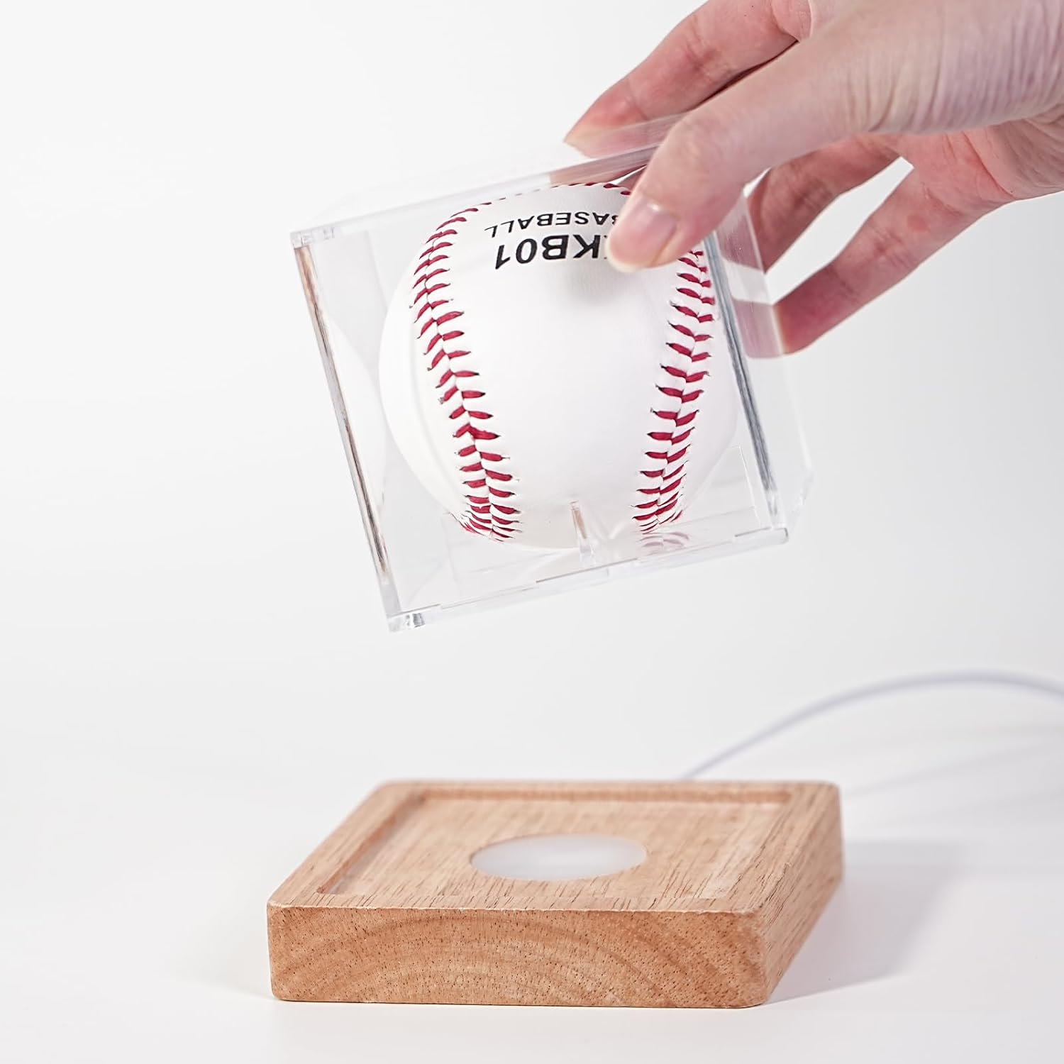 Private Label Baseball Display Case with LED Light, Wooden Base Baseball Case Display for Balls, UV Protected Acrylic Boxes for Display, Autographed/Memorabilia Signed Baseball Clear Display Case Cube (1PCS) Ecommerce Ready Product
