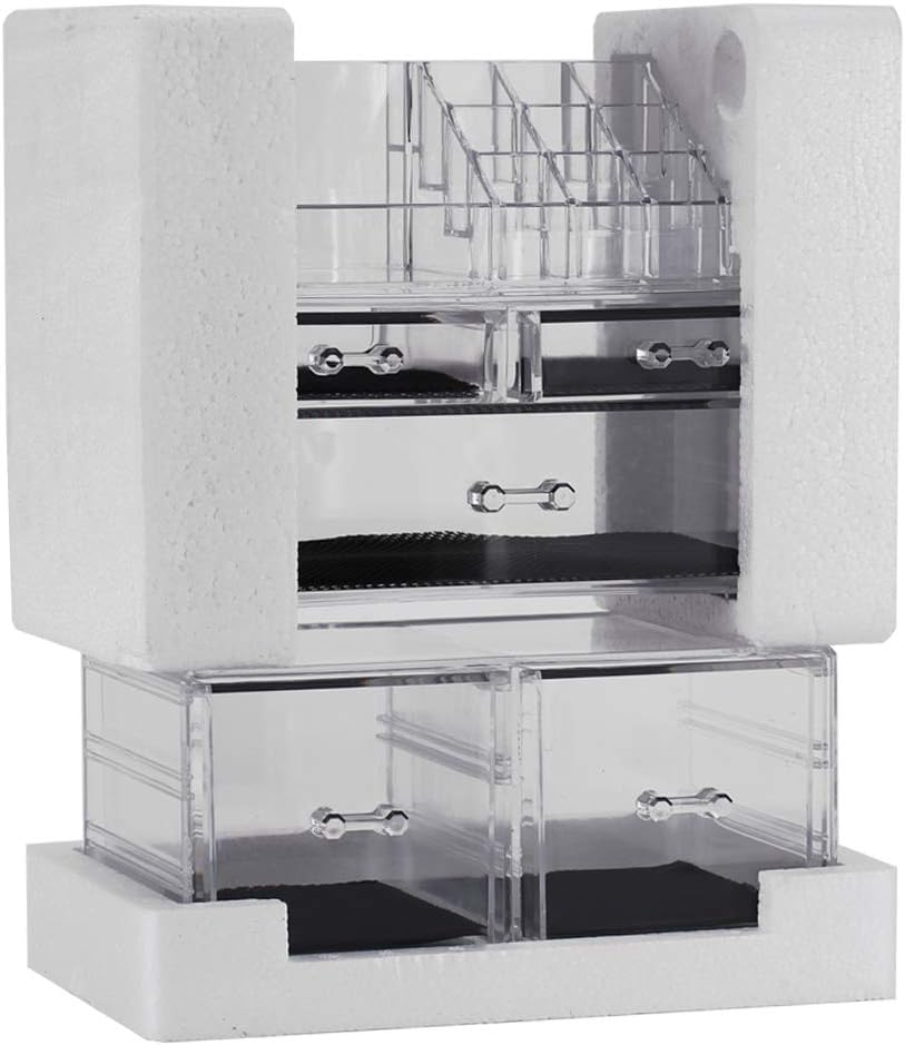 Private Label Sooyee Makeup Organizer,Acrylic Cosmetic Organizer Storage Drawers Jewelry and Cosmetic Display Cases Box(5 Drawers 7 Tiers) 3 Pieces Stackable,Clear Custom Logo Service