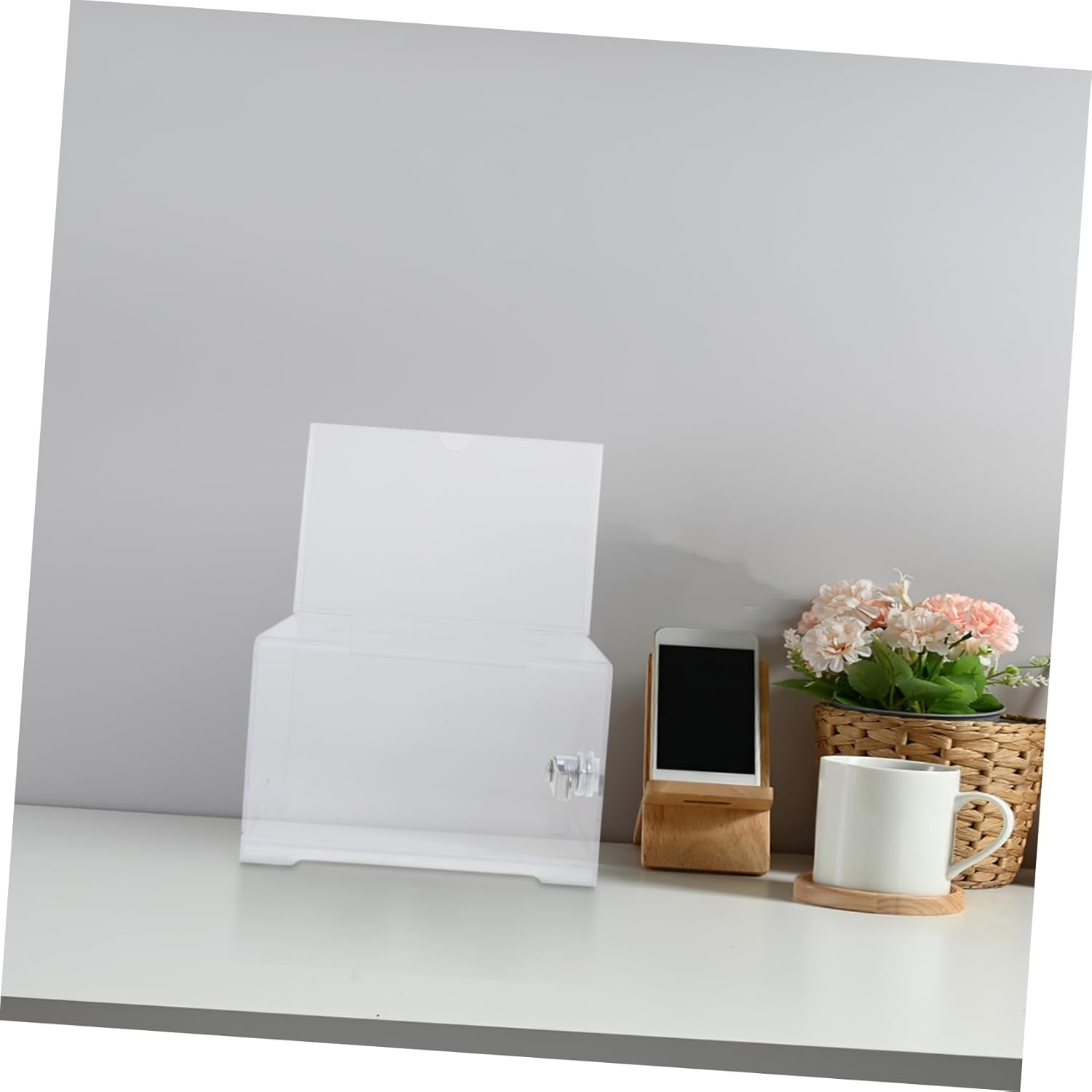 Private Label Card Storage Box for Exhibitions Acrylic Business Card Display Lockable Voting Box Custom Mold Development