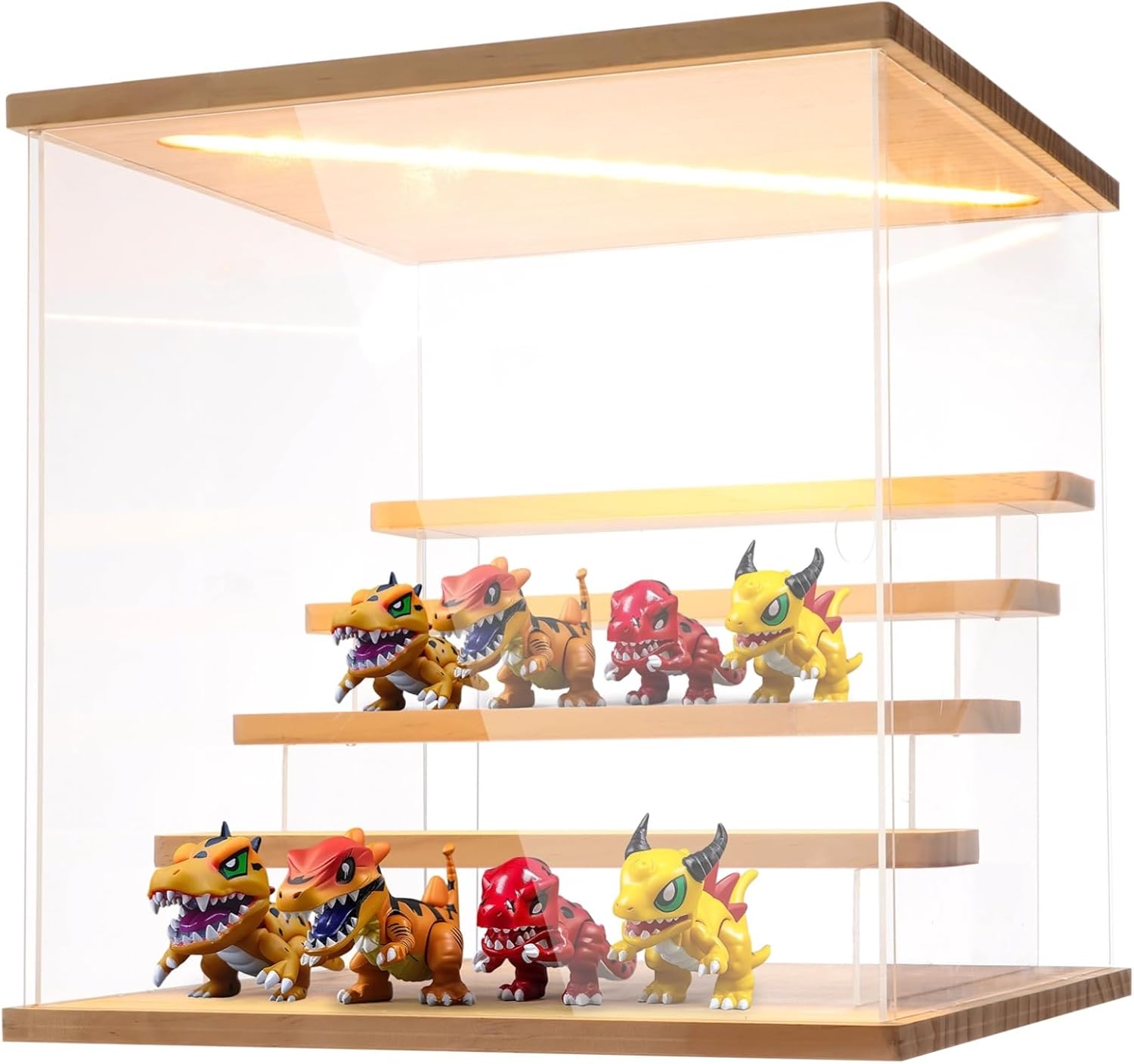 Led Acrylic Figures Display Case - Clear Action Figurine Lighted Display Case with Light for Figures Display Box Stand, Dustproof Protection Showcase Cabinet for Figurines Collection