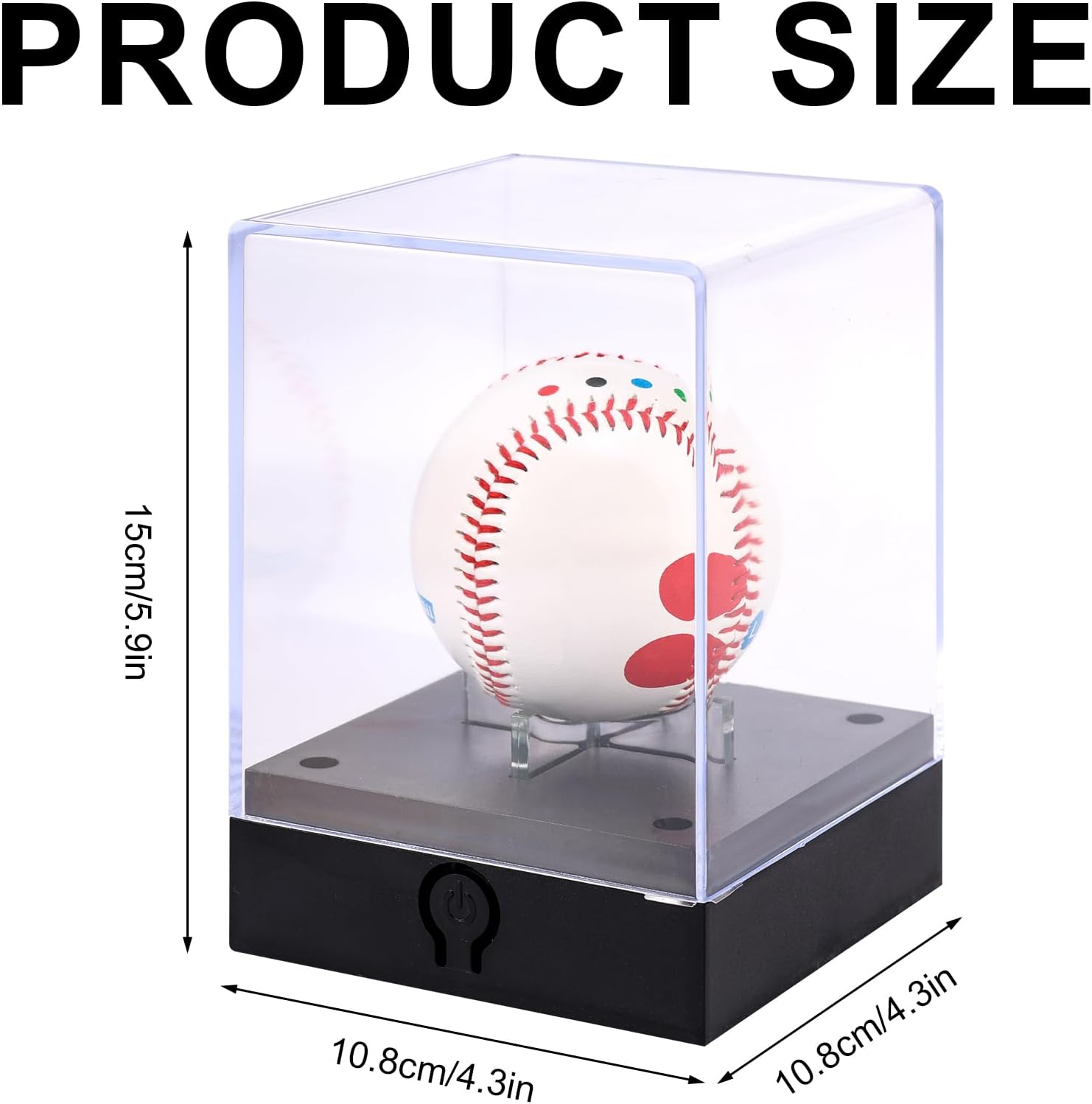 ODM Softball Case with Led Light, 5.9x4.3x4.3in Premium Ball Acrylic Display Cube Light Up Baseball Clear Box Practical Uv Protected Holder Stand Accessories for Golf Billiards Memorabilia(Black) Custom Logo Service