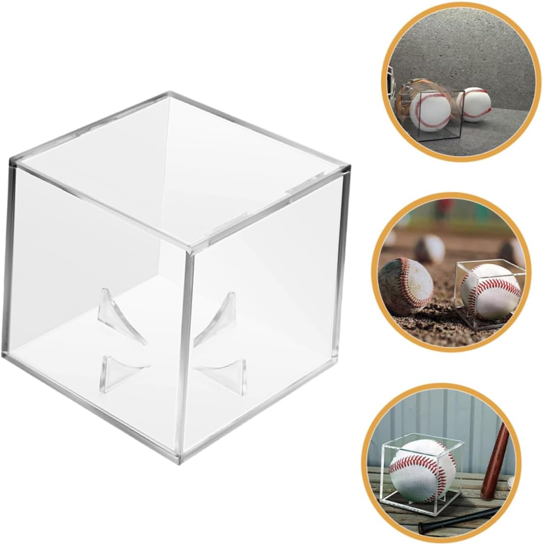 ODM 3pcs Clear Acrylic Baseball Display Case with Stand Transparent Cube Holder for Autographed Baseballs Memorabilia Showcases and Collectible Storage Custom Logo Service