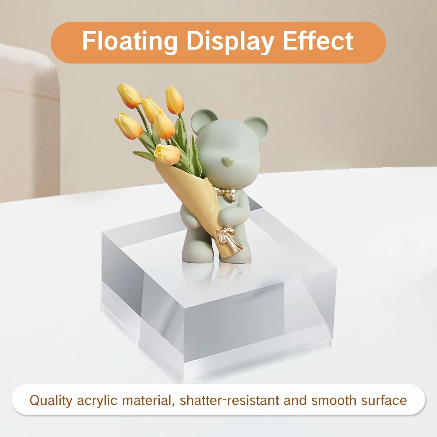 ODM NIIIYTYB Acrylic Blocks Square Display Block 2x1 Inch Small Cube Riser Stand Clear Glass Like Base Stands for Jewelry Crafts Rings and Pieces Showcase Support Acrylic Cubes Bases Custom Logo Service