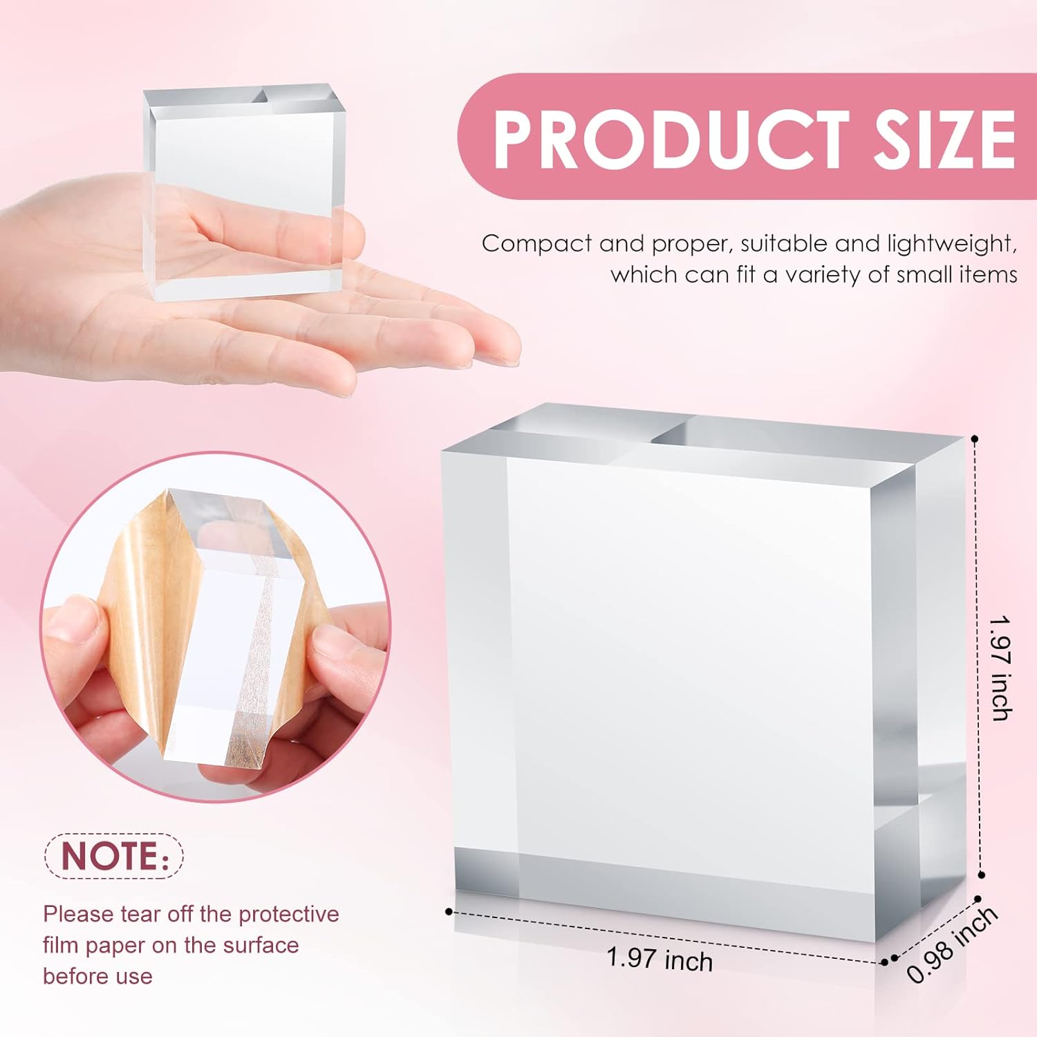 ODM Kigeli 32 Pcs 2 x 2 x 1 Inch Clear Square Display Block Acrylic Polished Acrylic Cube Jewelry Display Holder Base Stands Custom Logo Service