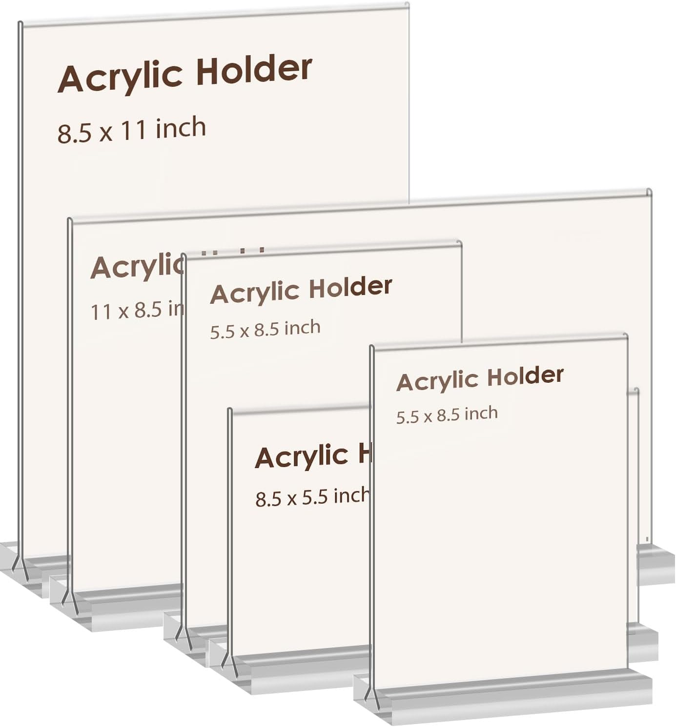 Wholesale newnewshow 8.5x11 Acrylic Sign Holder 3 Pack Vertical Double-Sided Display (Optional 8.5x11 8.5x5.5 5x7 Horizontal and Vertical) China Factory Bulk Supply