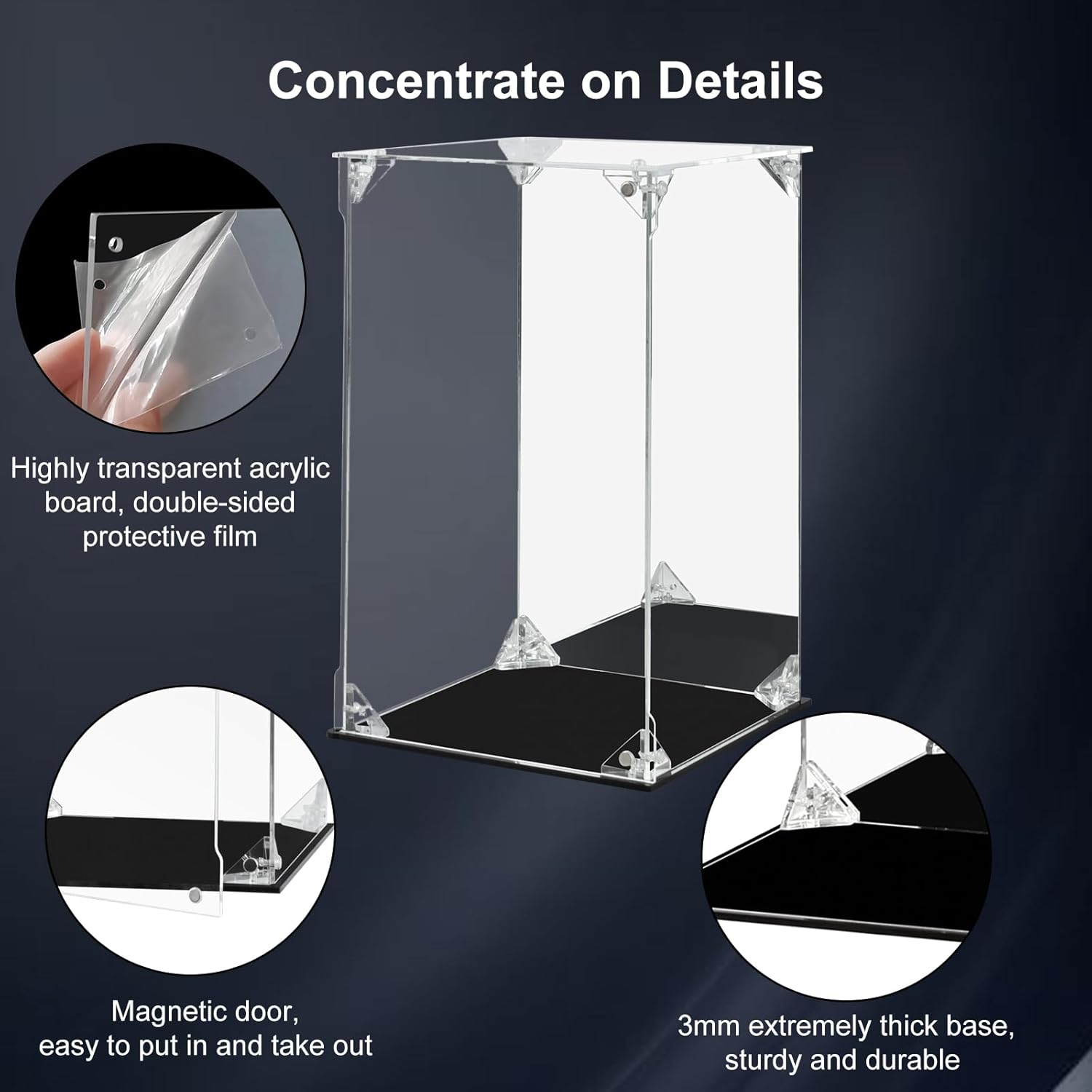 Wholesale OEM ODM Acrylic Display Case Clear Action Figure Display Case with Mirrored Back, Dustproof Protection Display Box Alternative Glass Case for Collectibles Figures Models Doll Toys (6x6x10 inch; 15x15x25 cm) Factory & Supplier