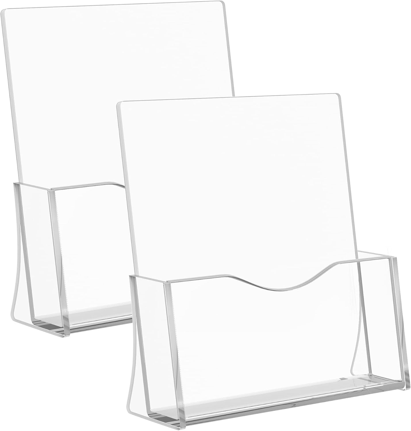 Acrylic Brochure Holder, 8.5 x 11 inches Clear Acrylic Literature Holder Plastic Flyer Display Stand (2 Pack)