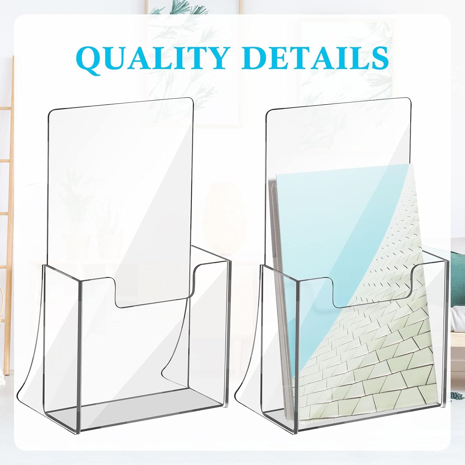 Wholesale 10 Pieces Acrylic Brochure Holder 8.2'' x 5.5'' Clear Acrylic Literature Holder Plastic Flyer Display Stand or Vendors, Brochure, Magazine, Pamphlet, Booklets, Menu China Factory Bulk Supply