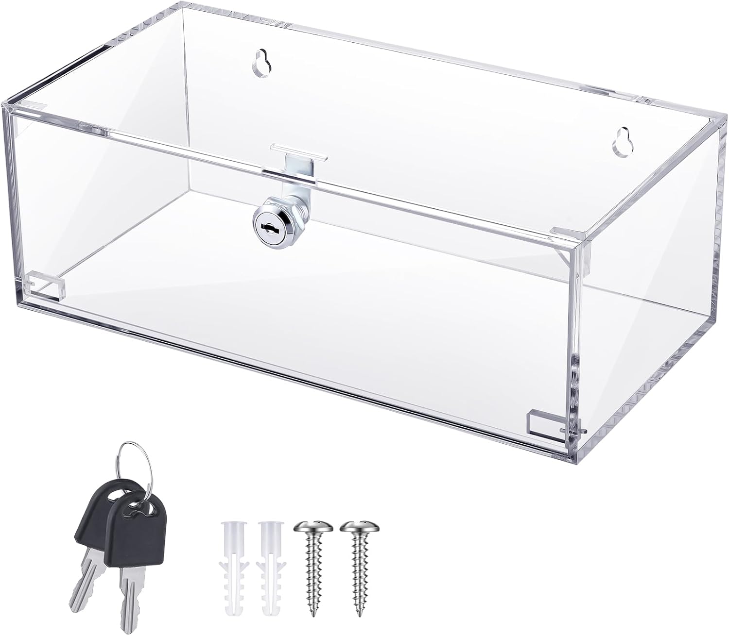 Refrigerator Medicine Lock Box with Keys and Mounting Hardware, Wall Mount Locking Medicine Box Acrylic Wall Cabinet, First Aid Kit for Emergencies Home Use(12 x 6 x 4.5 Inch, Clear)