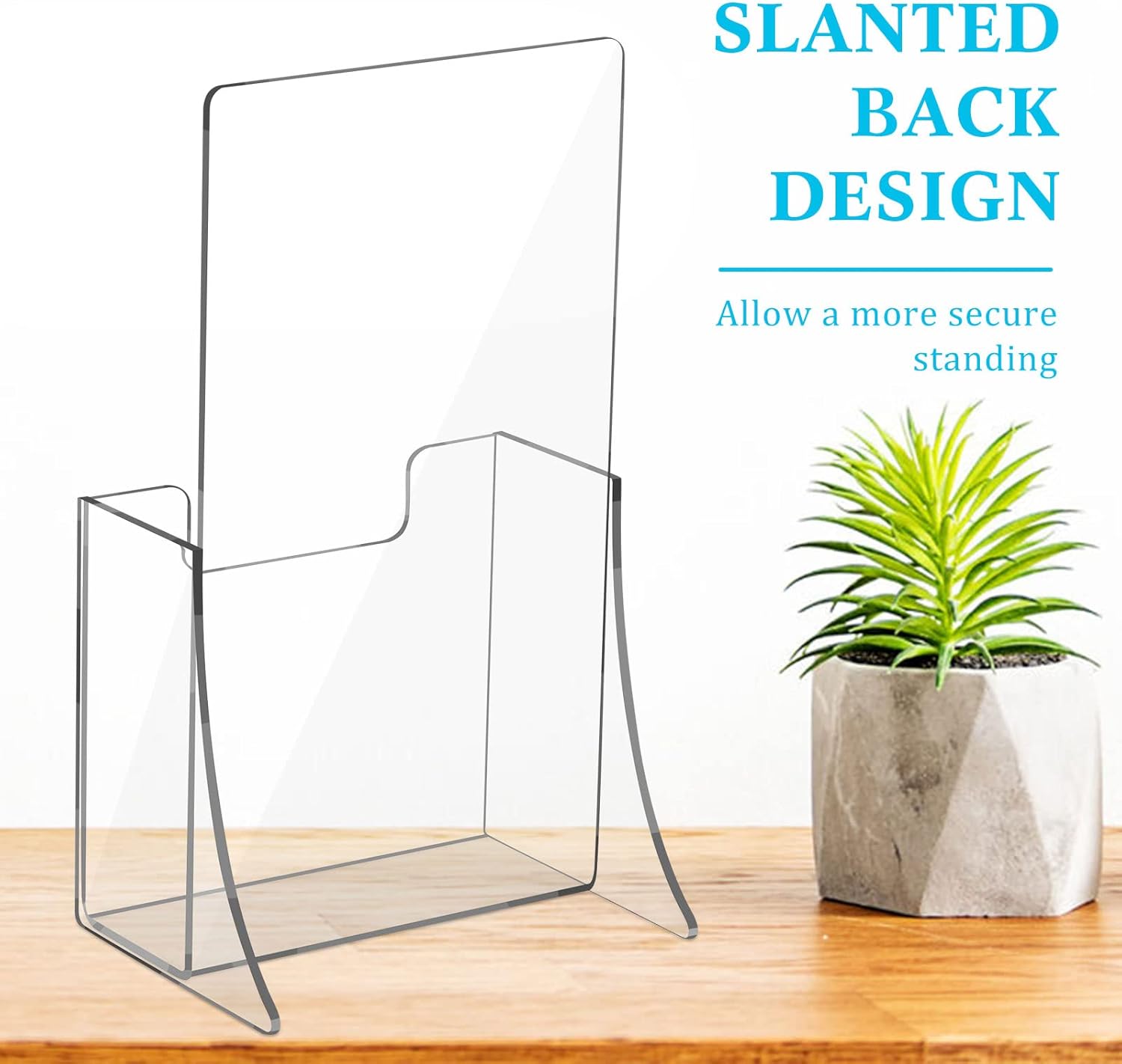 Wholesale 10 Pieces Acrylic Brochure Holder 8.2'' x 5.5'' Clear Acrylic Literature Holder Plastic Flyer Display Stand or Vendors, Brochure, Magazine, Pamphlet, Booklets, Menu China Factory Bulk Supply