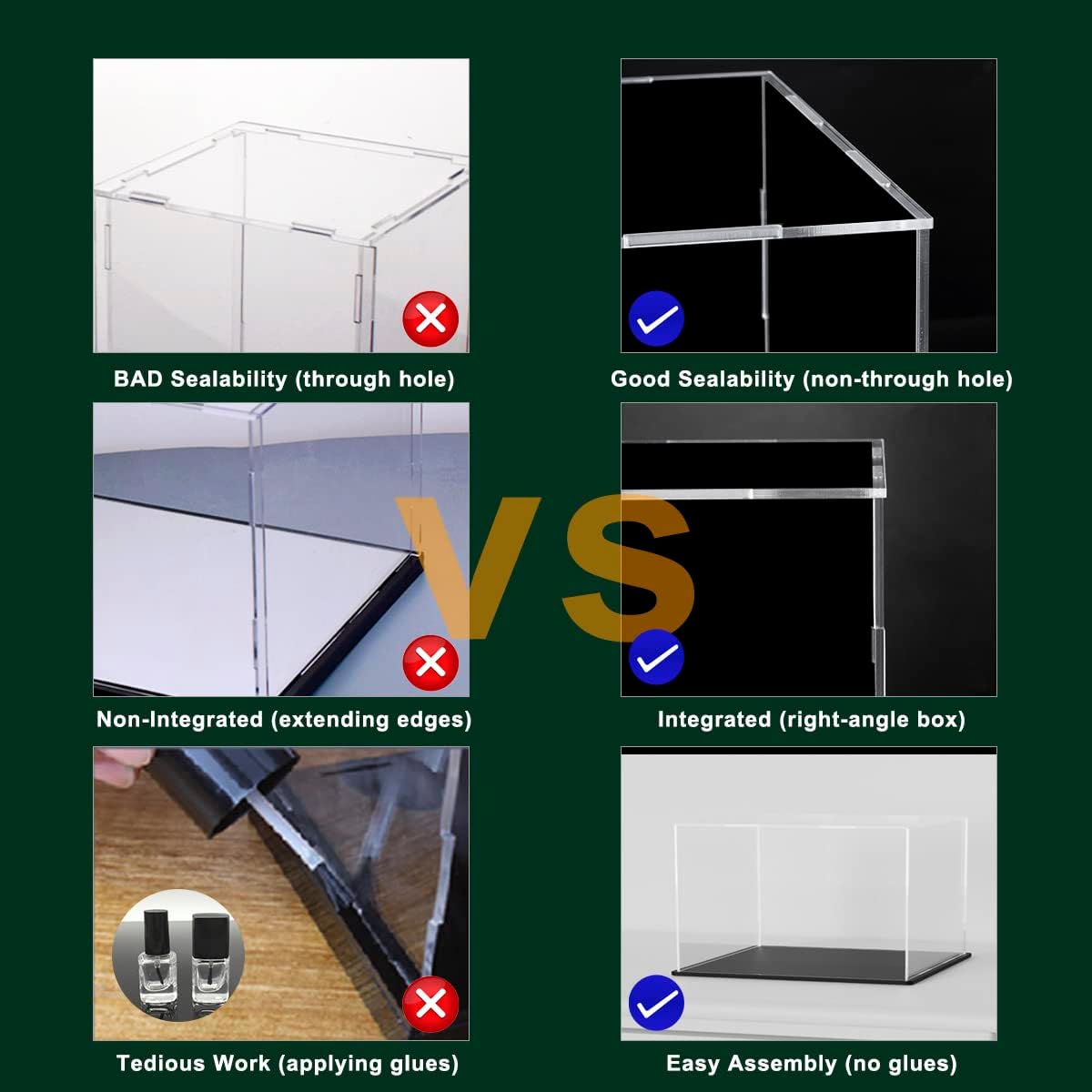 Wholesale OEM ODM Clear Acrylic Display Case with Matte Black Base, Simple Self-Assembly Dust-Proof Showcase, Countertop Display Box for 1:24 Diecasting Model Cars (10x5x5 inch) Factory & Supplier