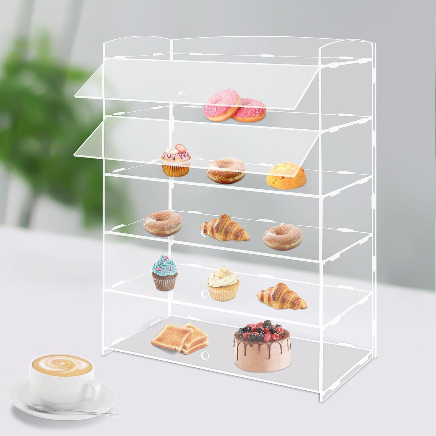 Wholesale OEM ODM 5-Tier Acrylic Display Case Bakery Pastry Clear Display Case Countertop Dessert Retail Shelf Cupcake Cookie Display Cabinet for Home Kitchen Store Factory & Supplier
