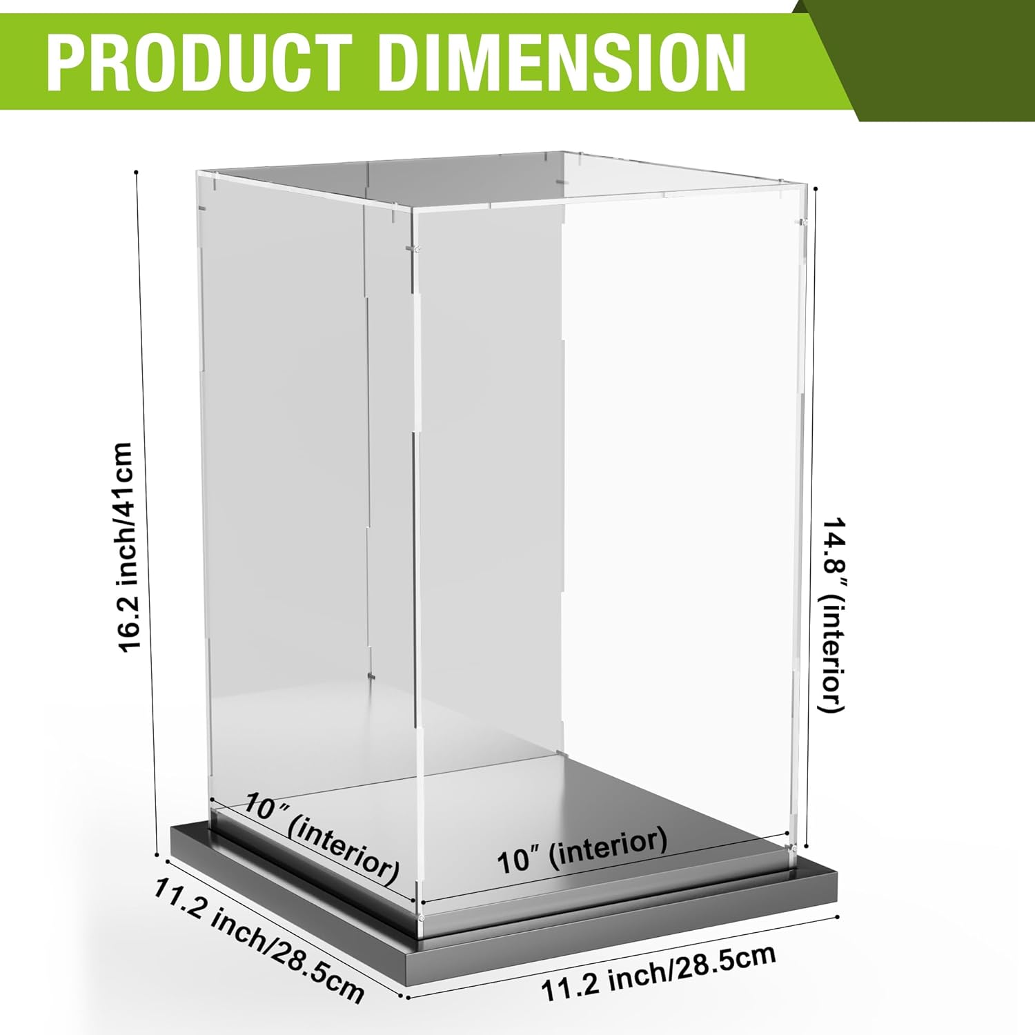 Wholesale OEM ODM Putros Acrylic Display Case for Collectibles Clear Display Box with Mirror and Black Metal Grooved Base for Toys Figures Doll Collectibles Factory & Supplier