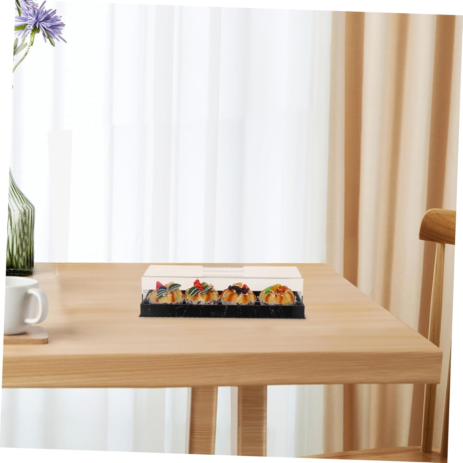 Wholesale OEM ODM Healifty Rectangular Marble Cake Tray with Cover Elegant Dessert Stand for Parties Home Use Birthdays Easy to Clean Acrylic Display Holder for Cakes Pastries Factory & Supplier