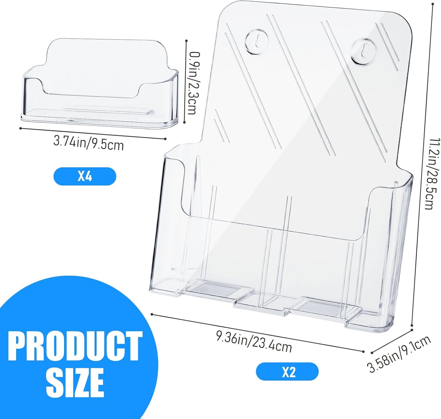 Wholesale Outus 2 Sets 8.5 x 11'' Acrylic Brochure Holder with Business Card Holder Bifold Acrylic Literature Display Stand Half Page Flyer Display Magazine Pamphlet Booklet Stand for Desk Wall Mount China Factory Bulk Supply