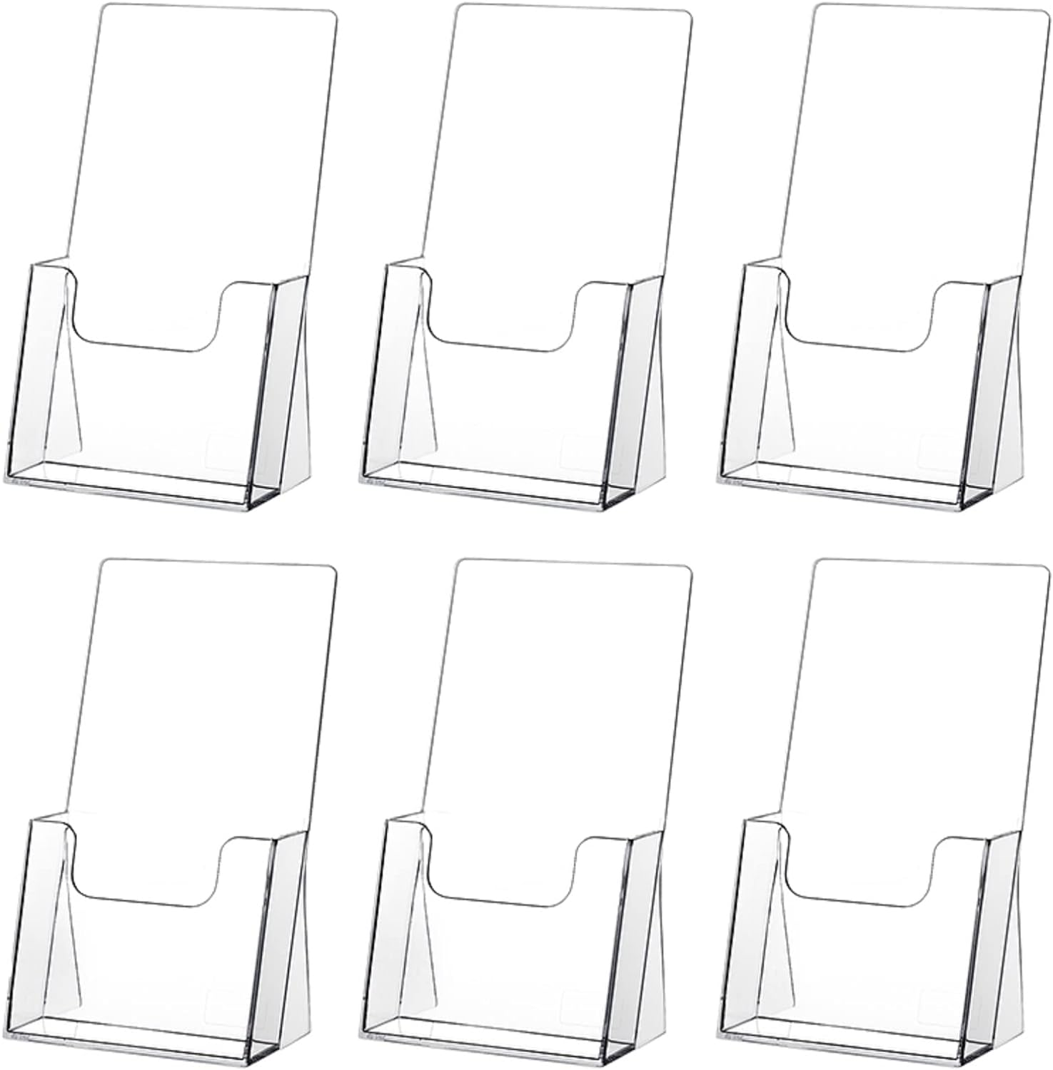 zavekia Acrylic Brochure Holder,6 packs Thicker Countertop Literature Holder Plastic Flyer Display Stand for Magazine (6 packs)