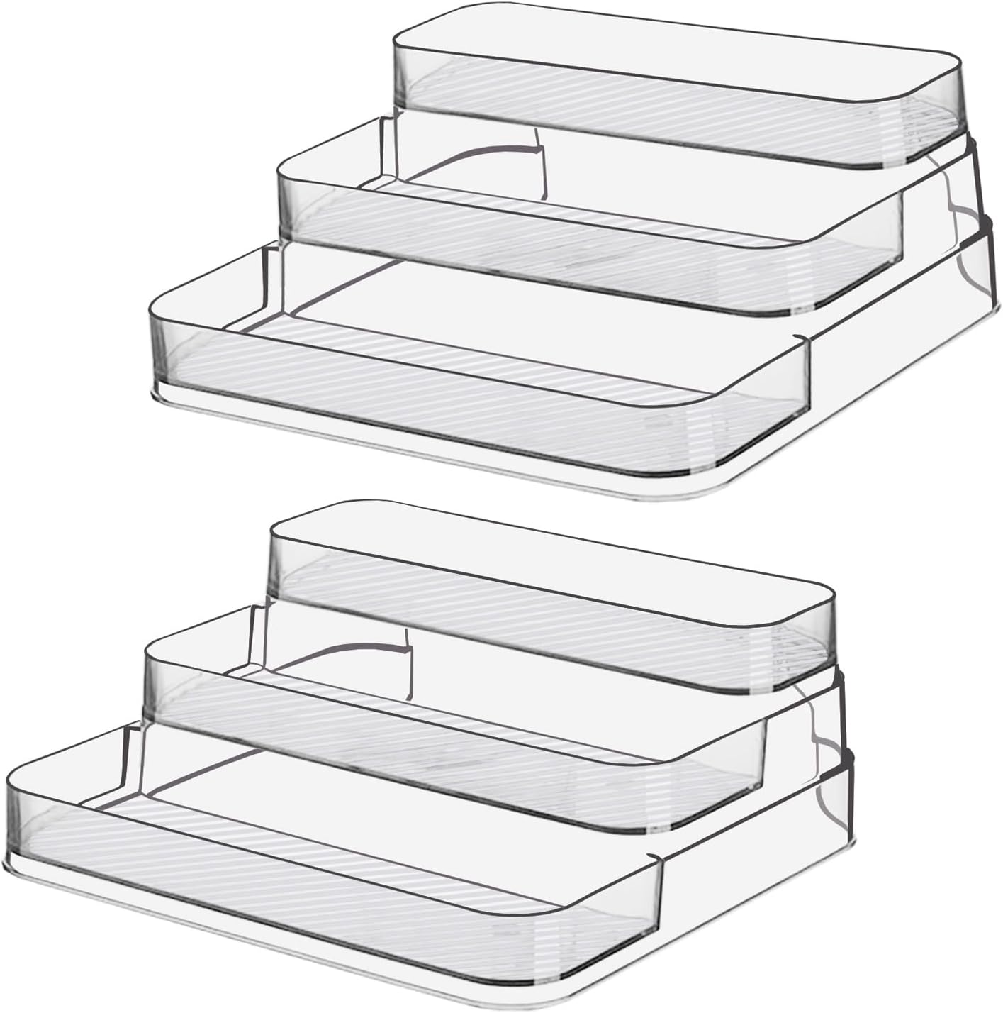 2pcs Acrylic Rack, No Assembly Clear 3 Tier Condiment Bottle Shelf Vanity Organizer for Cabinet Kitchen Bathroom