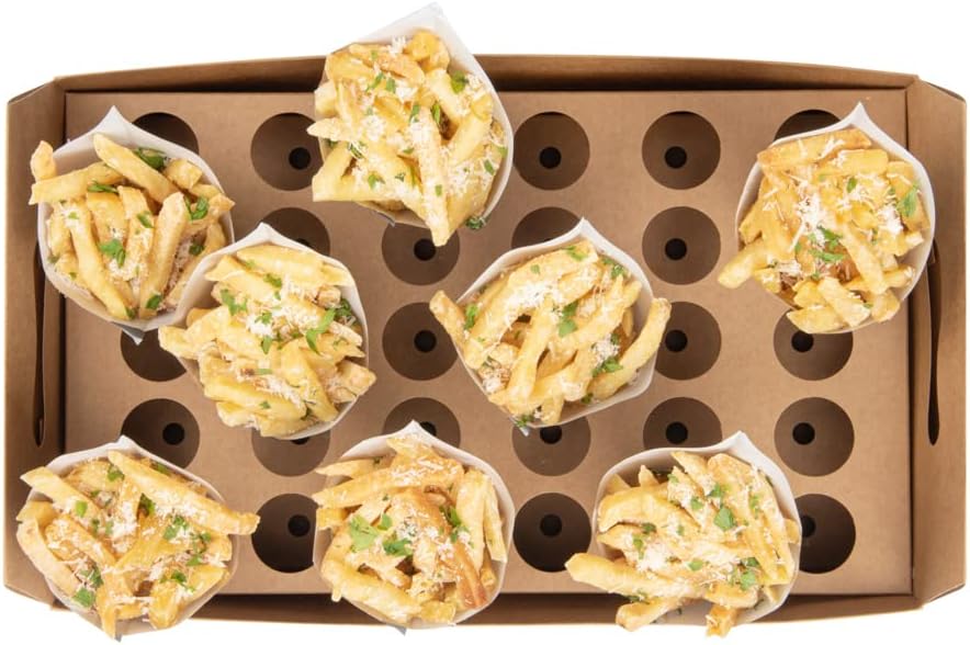 Private Label Restaurantware Cone Tek 14.2 x 8.3 x 5.9 Inch Paper Cone Holders 10 Sturdy Cone Holders - With Handles 30 Slots Kraft Paper Confetti Cone Stand Box Tray For Weddings or Parties Wholesale Manufacturer