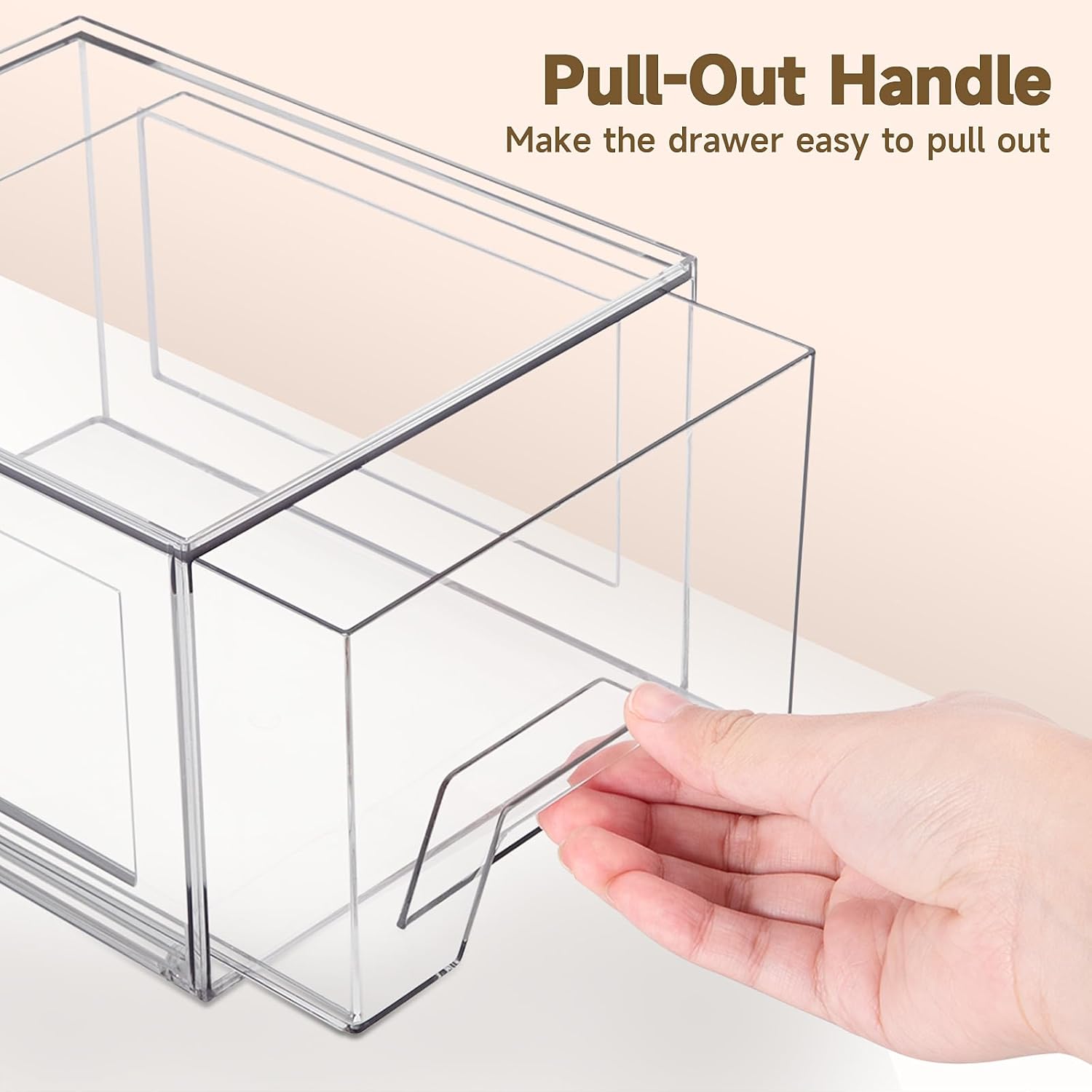 Private Label 4 Pack Stackable Organizer Drawers, 4.4" Tall Clear Bathroom Makeup Organizer and Storage, Acrylic Small Organizers Bins for Vanity, Undersink, Bathroom, Pantry, Kitchen Cabinets Custom Logo Service
