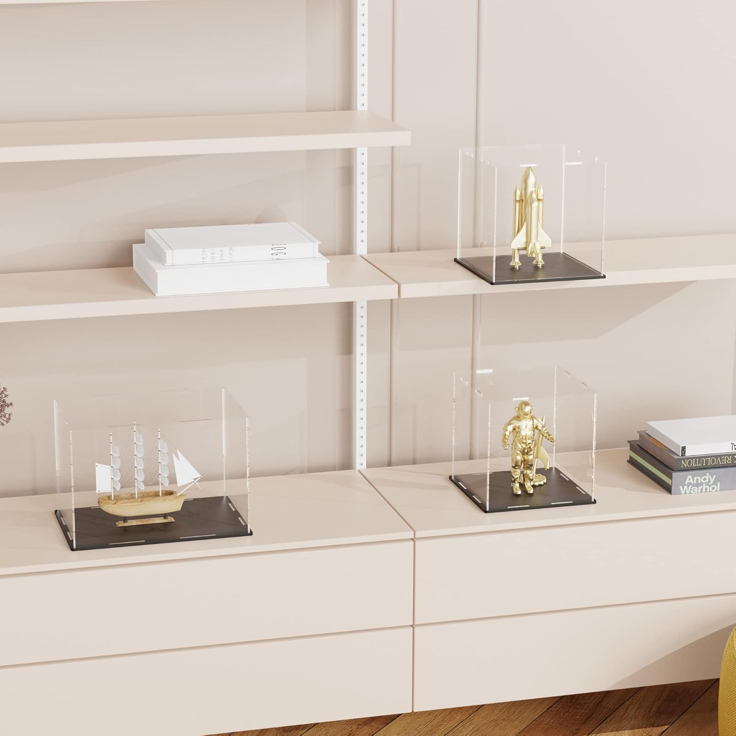 ODM Clear Acrylic Display Case with Matte Black Base, Dust-Proof Showcase, Cube Acrylic Display Box for Collectibles (7x7x7 inch) Custom Logo Service