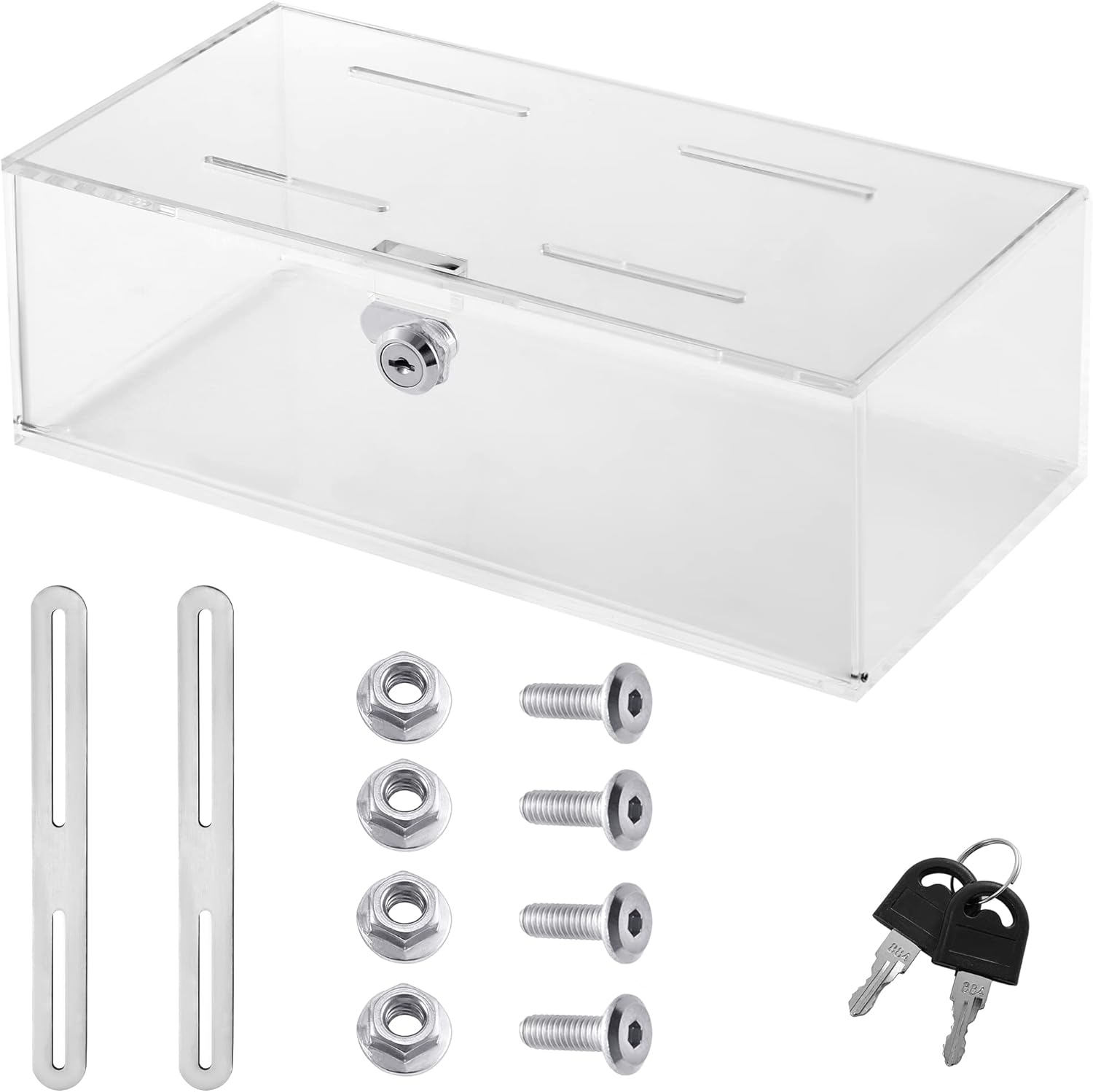 CiaoHER Clear Acrylic Refrigerator Medicines Insulin Narcotics Storage Lock Box with Two Keys and Mounting Hardware，12''x6''x4.25''