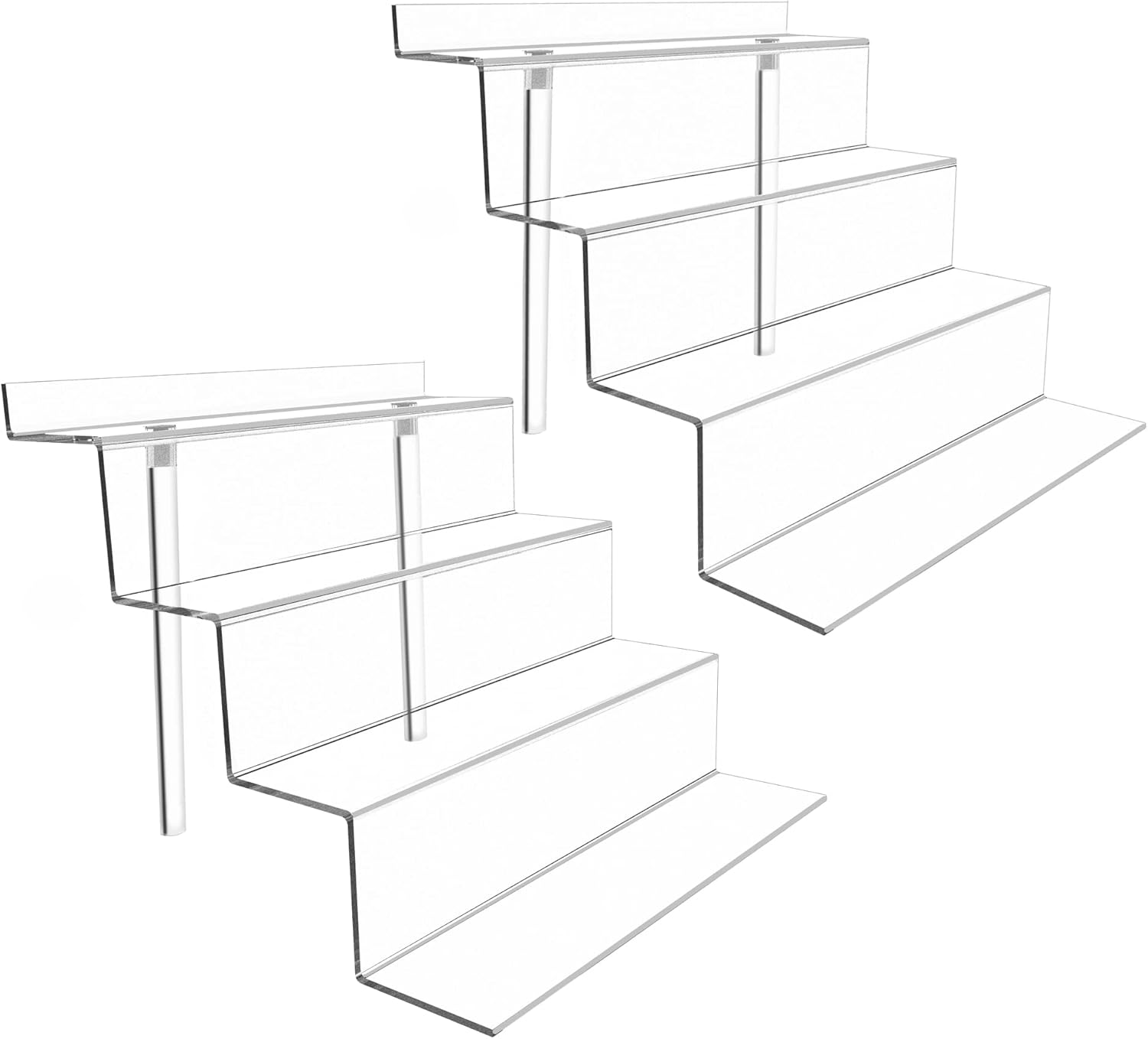 Display Stand 4 Tier Black Display Riser 2 Pack Displays Perfume Organizers Tiered for Decoration and Cupcakes Dessert Stand Makeup Stand Cabinet Countertops (9*6-clear)