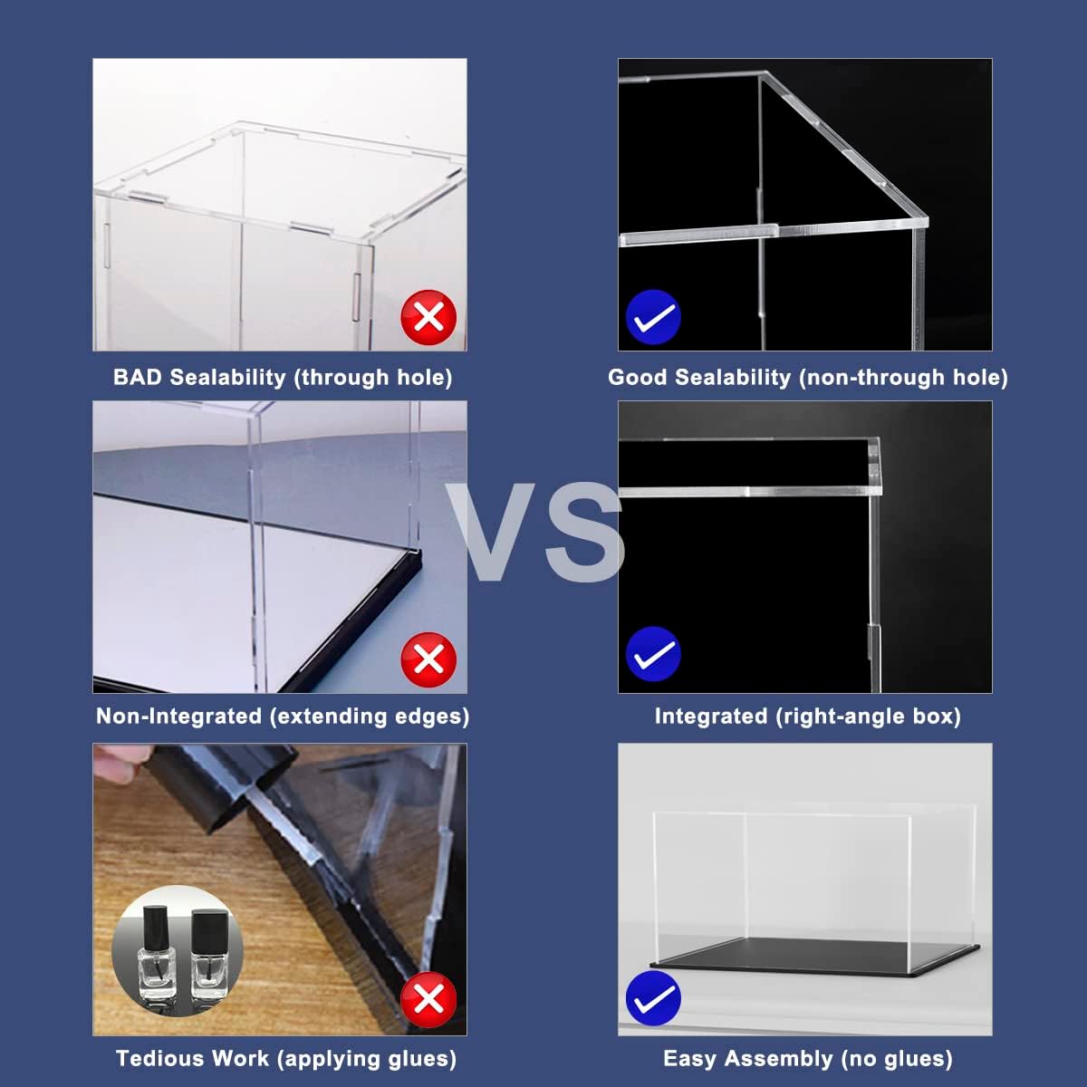 Wholesale OEM ODM Acrylic Box with Matte Black Base, Simple Self-Assembly Clear Acrylic Display Case, Cube Dustproof Showcase with Lid for Collectibles, Toys and Jewelry (10x5x5 inch) Factory & Supplier