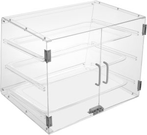 Pastry Display Case, 3-Tier Commercial Countertop Bakery Display Case, Acrylic Display Box Clear Bread Storage with Magnetic Door, 21" x 17 1/3" x 16 1/2"